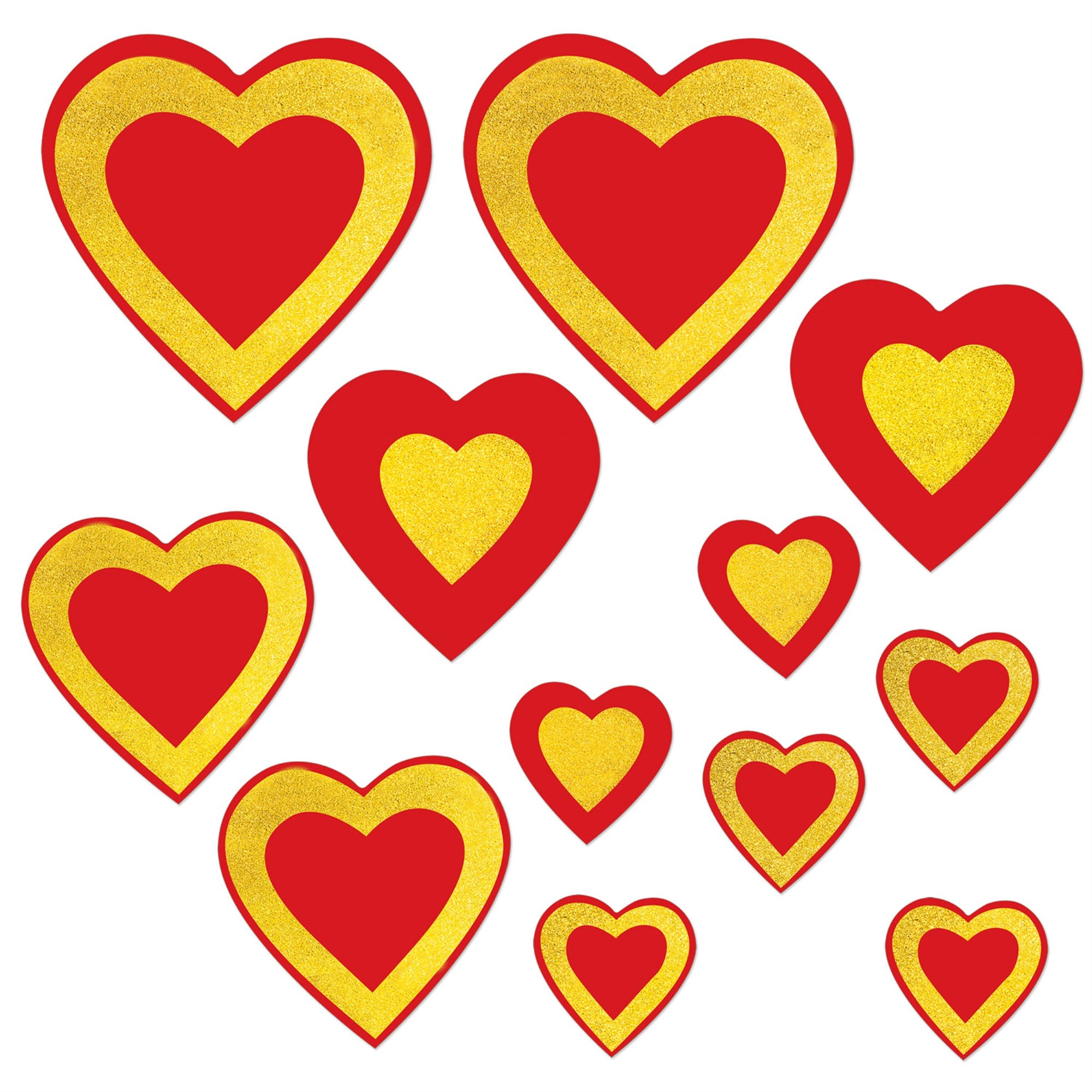 Glittered Heart Cutouts, (Pack Of 12)