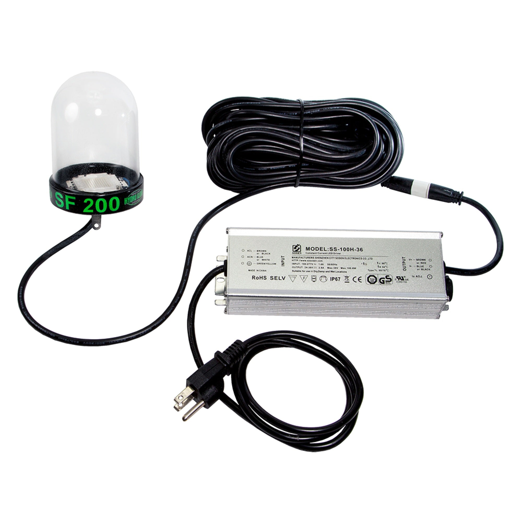 Hydro Glow 200W Led Underwater Dock Light, 50' Cord, Green