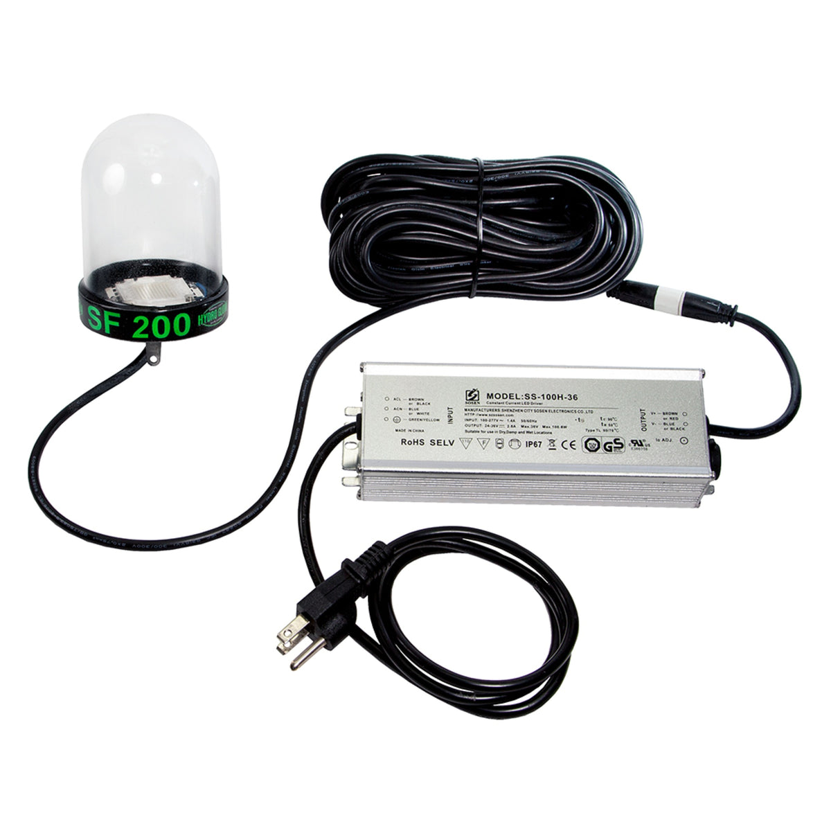 Hydro Glow 200W Led Underwater Dock Light, 50' Cord, Green