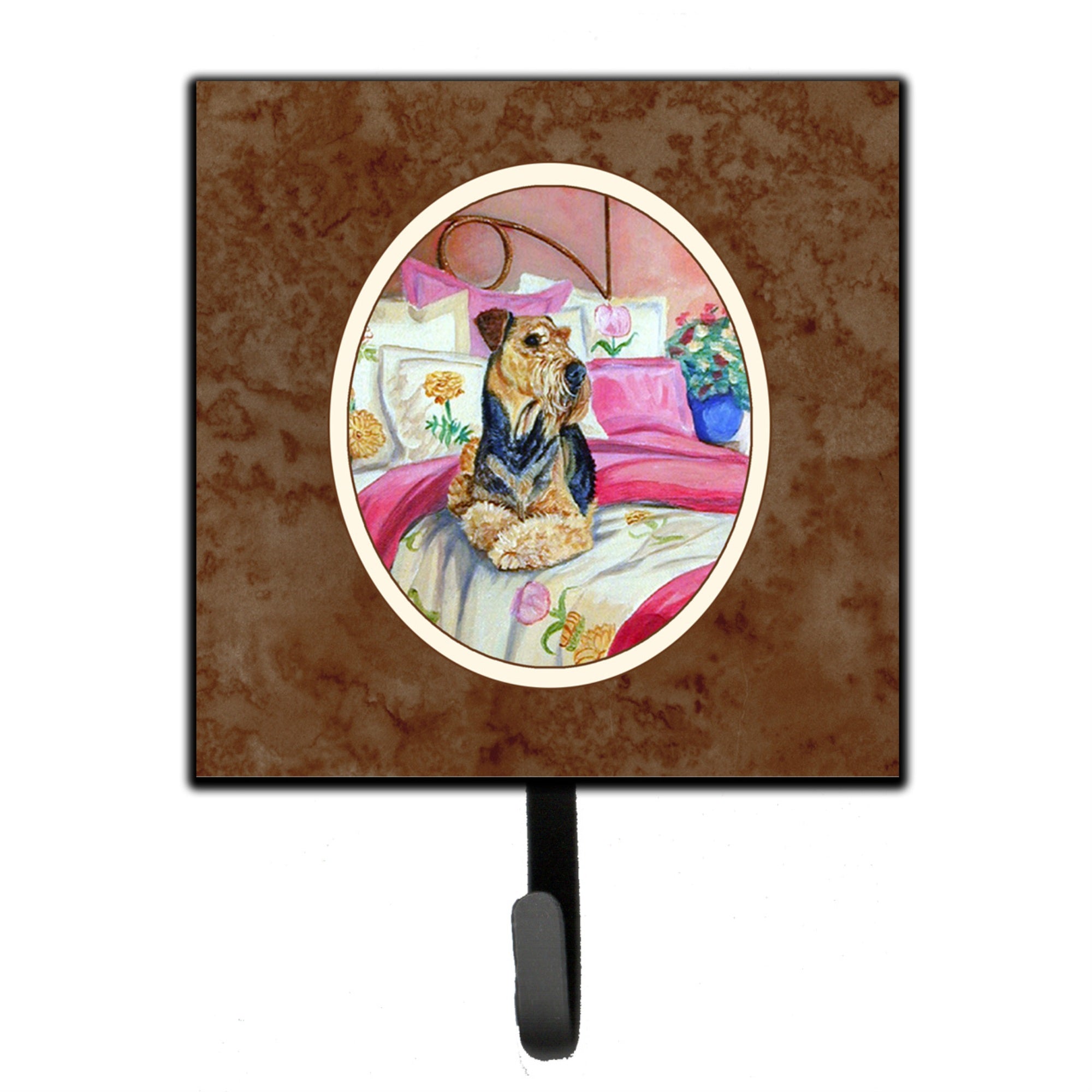 Caroline'S Treasures Airedale Waiting On Mom Leash Or Key Holder 7006Sh4, Small, Multicolor