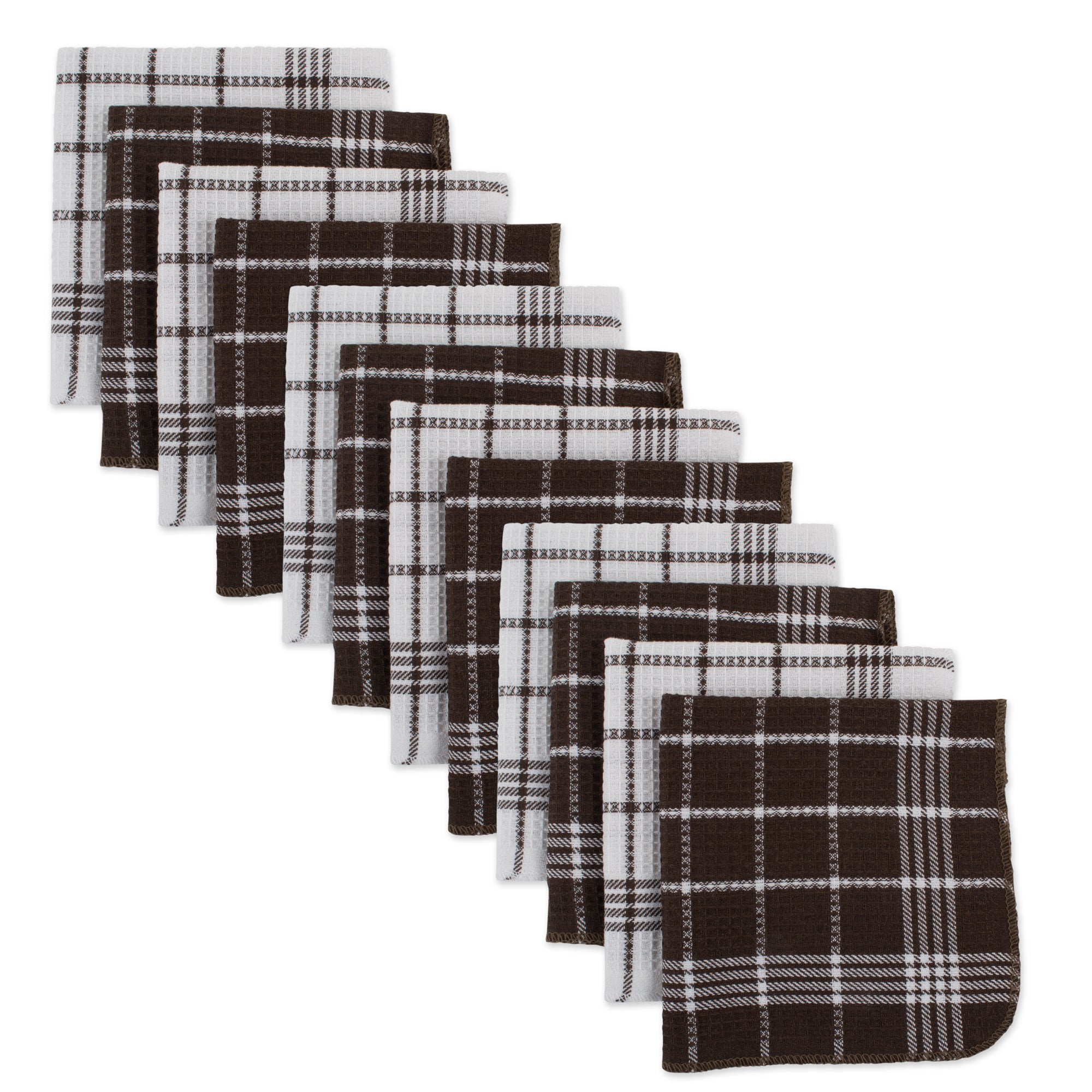 J&M Mocha Waffle Weave Dishcloth  (Set Of 12)