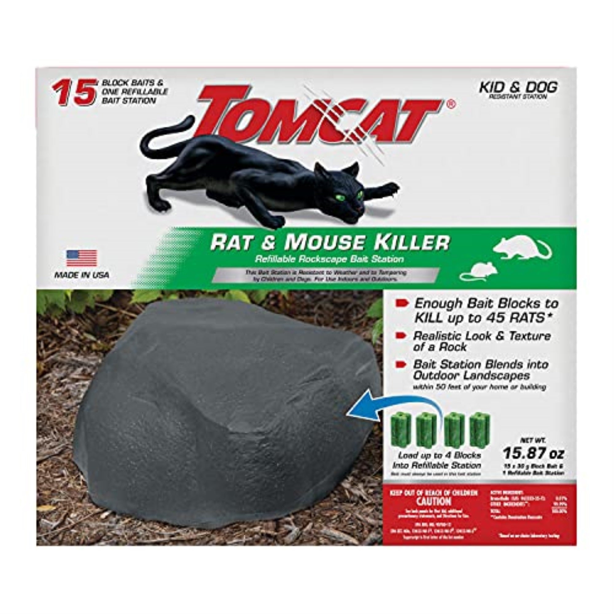 7025860 ROCKSCAPE RAT BAIT STATN Tomcat Rockscape Bait Station and Bait Blocks For Mice and Rats ,(Pack of 1)