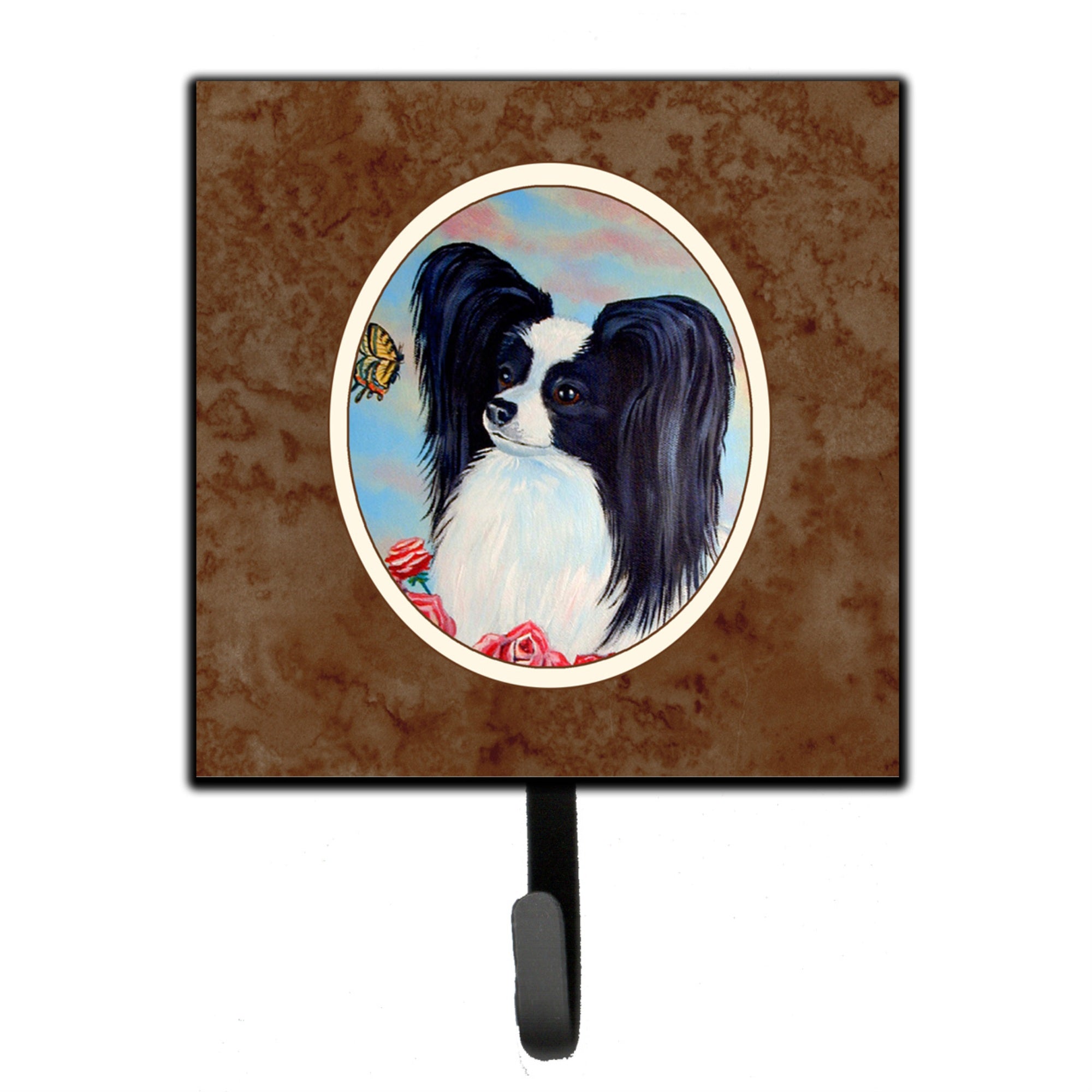 Caroline'S Treasures Papillon Black And White Leash Or Key Holder 7040Sh4, Small, Multicolor