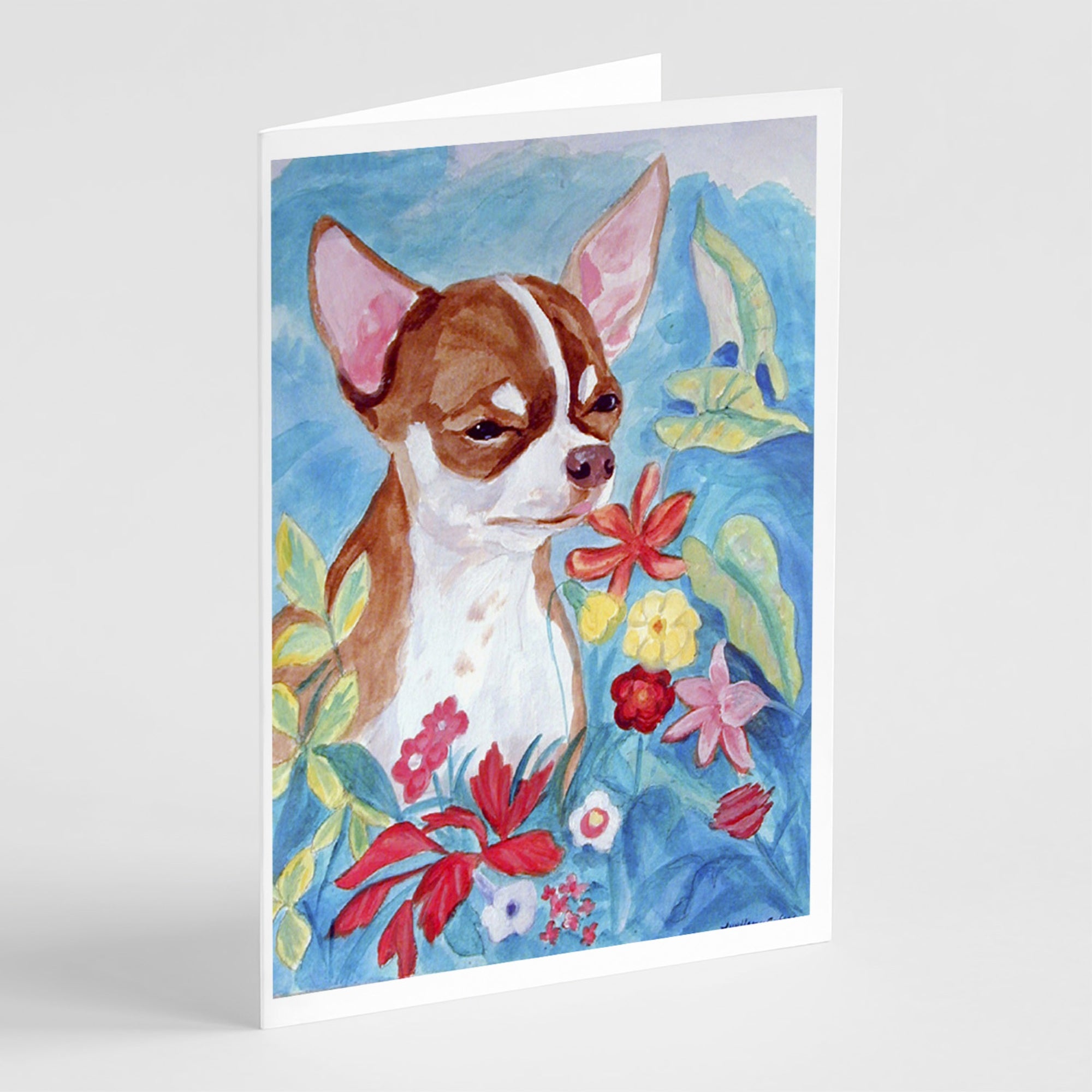 Chihuahua In Flowers  Greeting Cards And Envelopes Pack Of 8