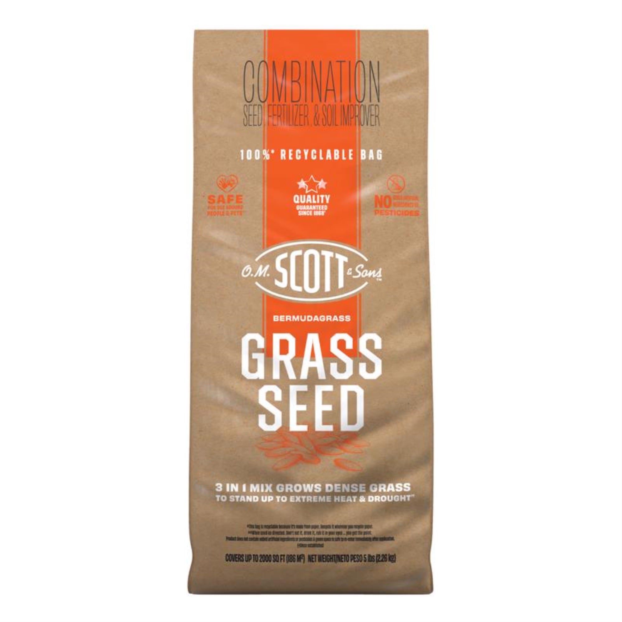 O.M. Scott & Sons Bermuda Grass Full Sun/Light Shade Fertilizer/Seed/Soil Improver 5 lb