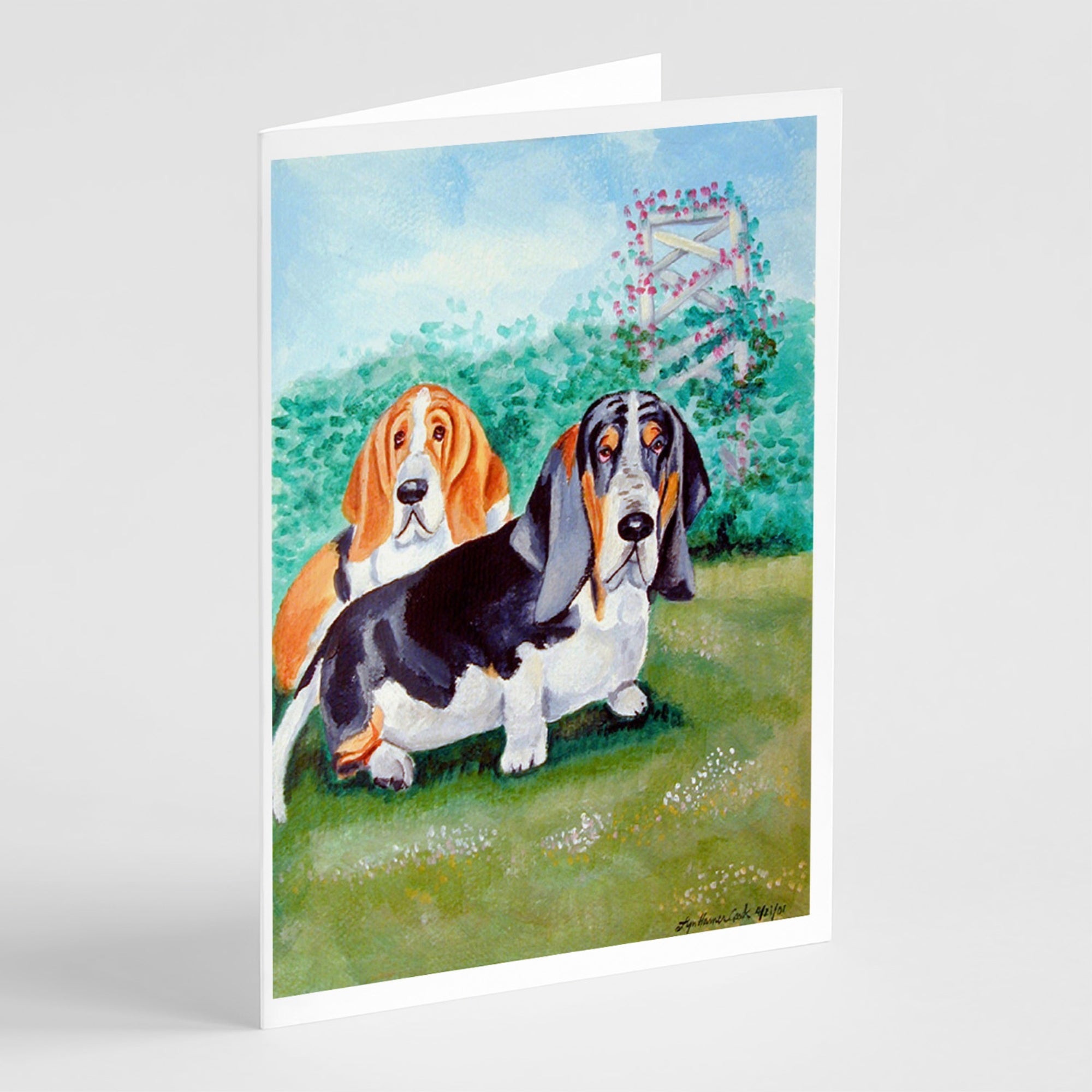 Basset Hound Double Trouble  Greeting Cards And Envelopes Pack Of 8