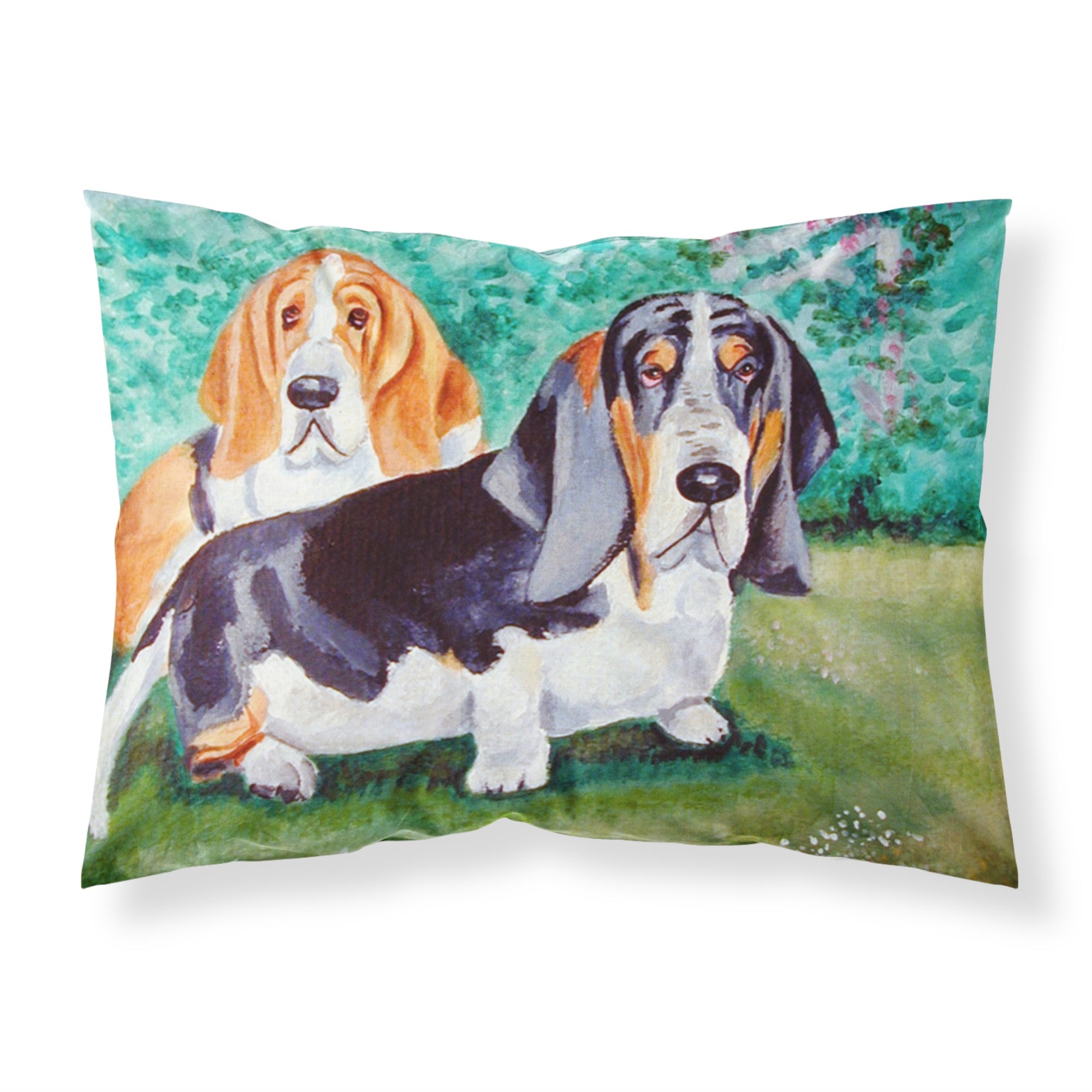 Caroline'S Treasures 7061Pillowcase Basset Hound Double Trouble Moisture Wicking Fabric Standard Pillowcase, Large, Multicolor
