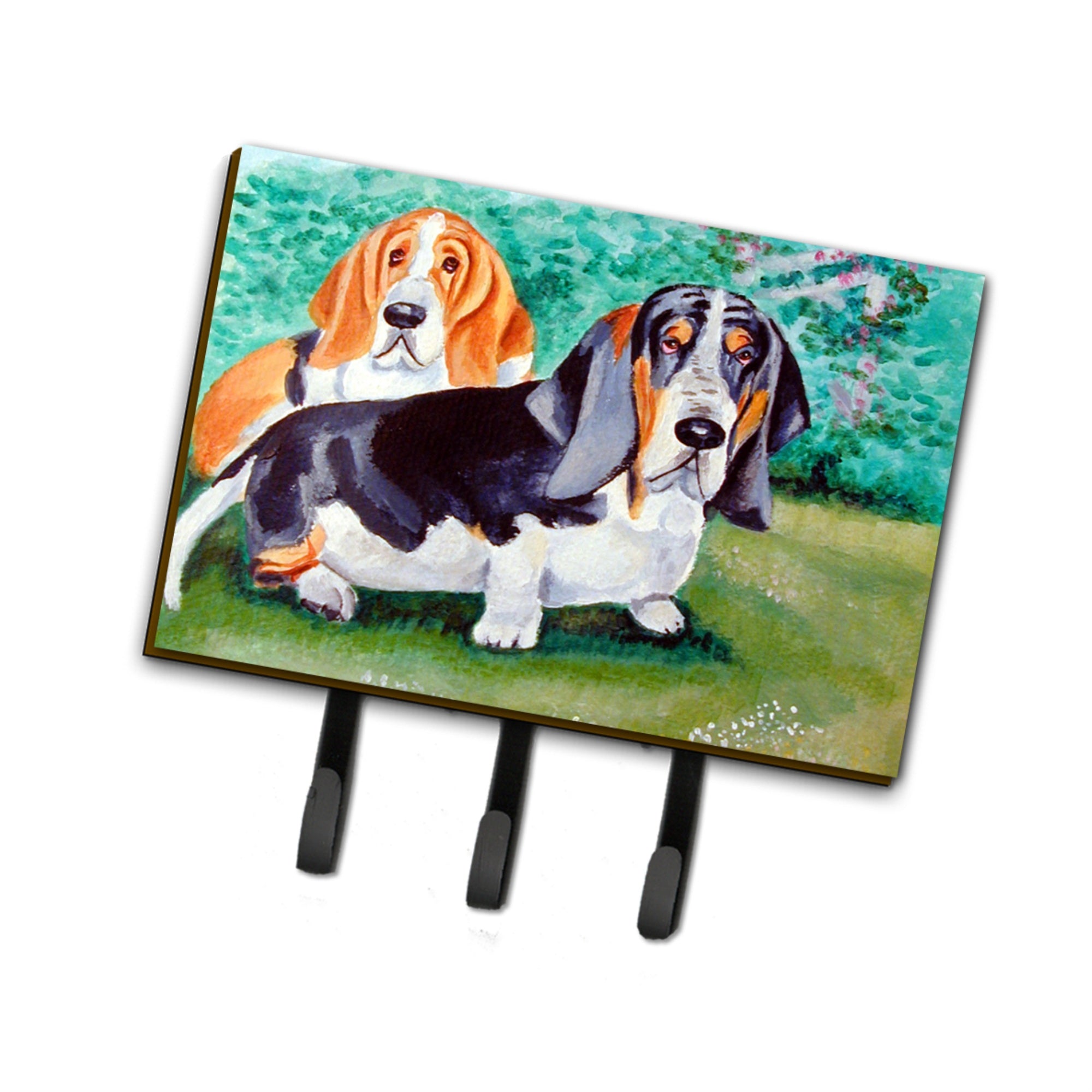 Caroline'S Treasures 7061Th68 Basset Hound Double Trouble Leash Holder Or Key Hook, Large, Multicolor