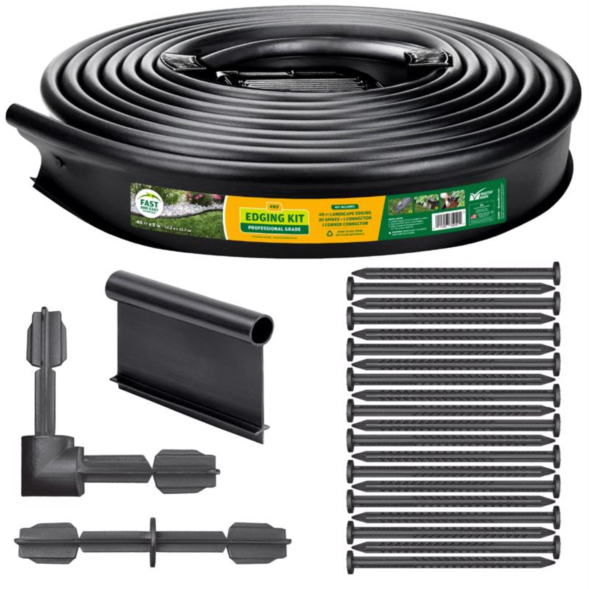 Master Mark 40 ft. L X 5 in. H Plastic Black Landscape Edging Kit, (Pack of 1)