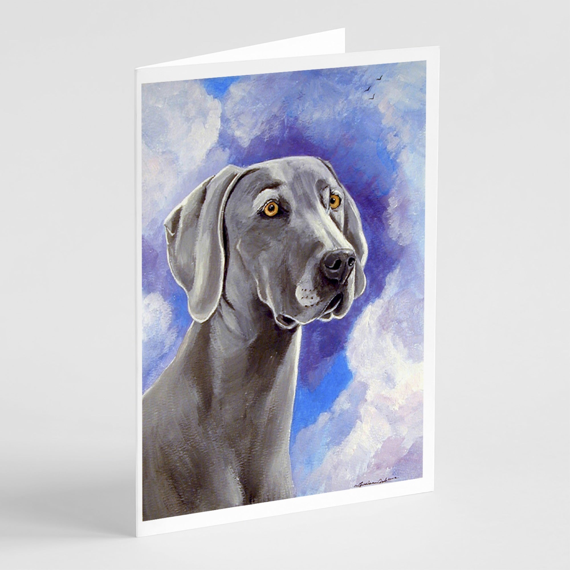 Weimaraner Azure Skies  Greeting Cards And Envelopes Pack Of 8