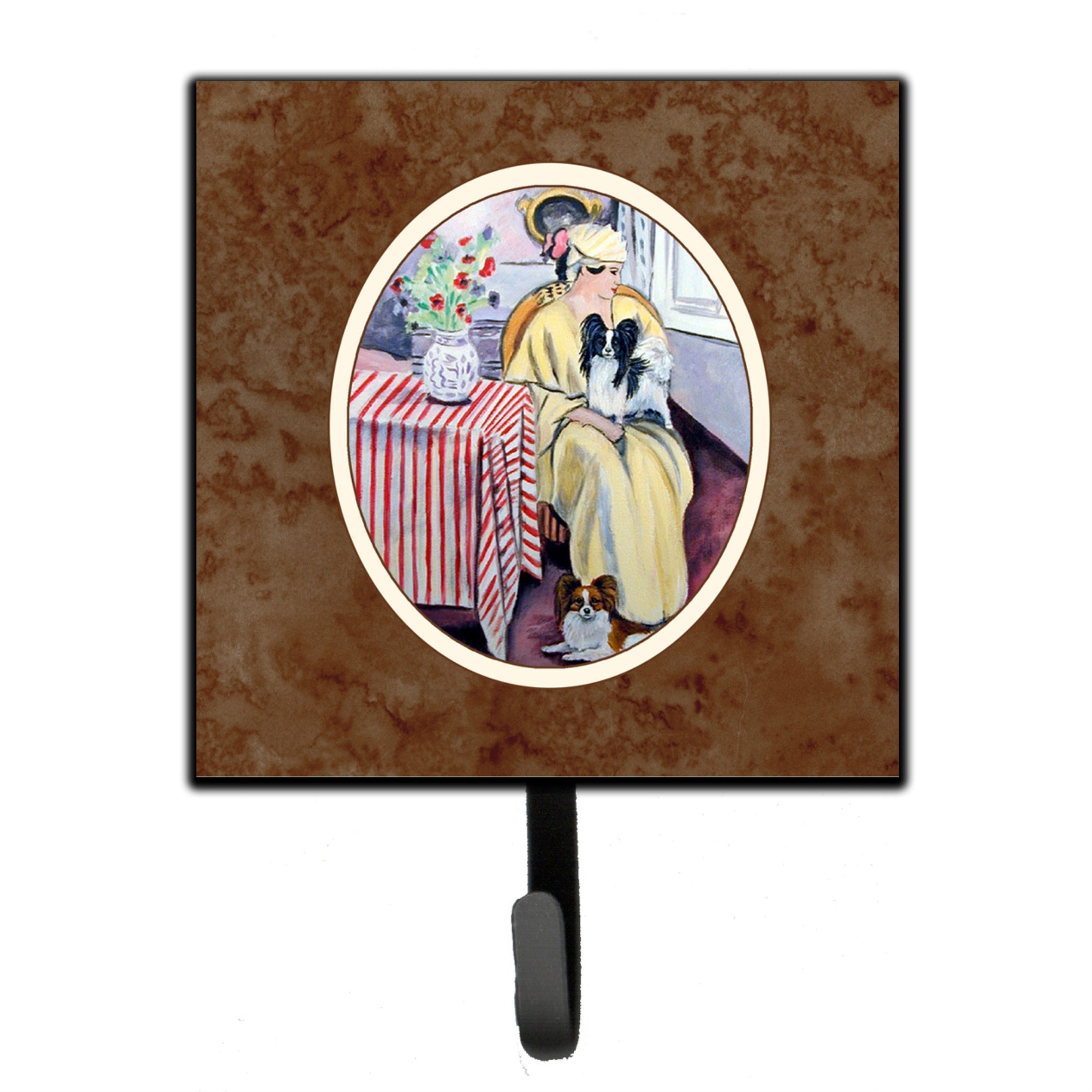 Caroline'S Treasures Lady With Her Papillon Leash Or Key Holder 7069Sh4, Small, Multicolor