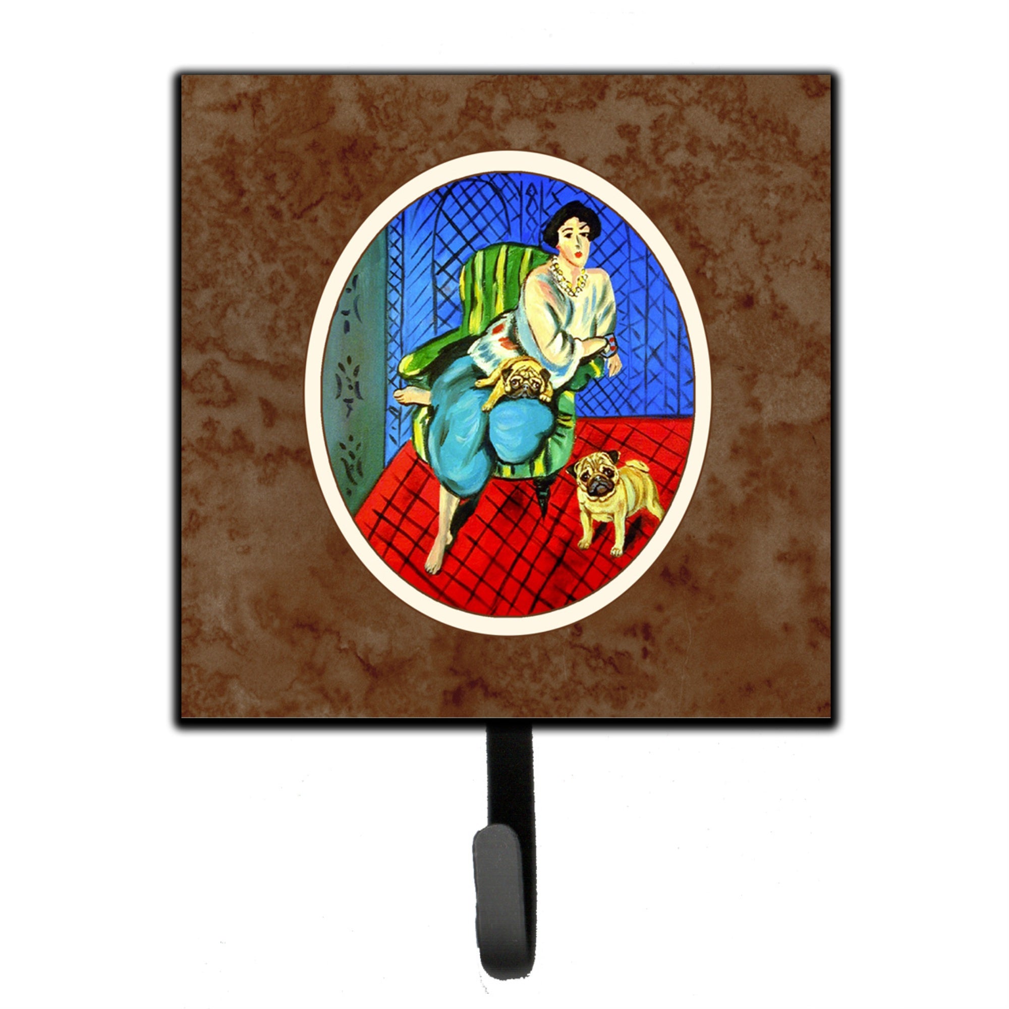 Caroline'S Treasures Lady With Her Fawn Pug Leash Or Key Holder 7072Sh4, Small, Multicolor
