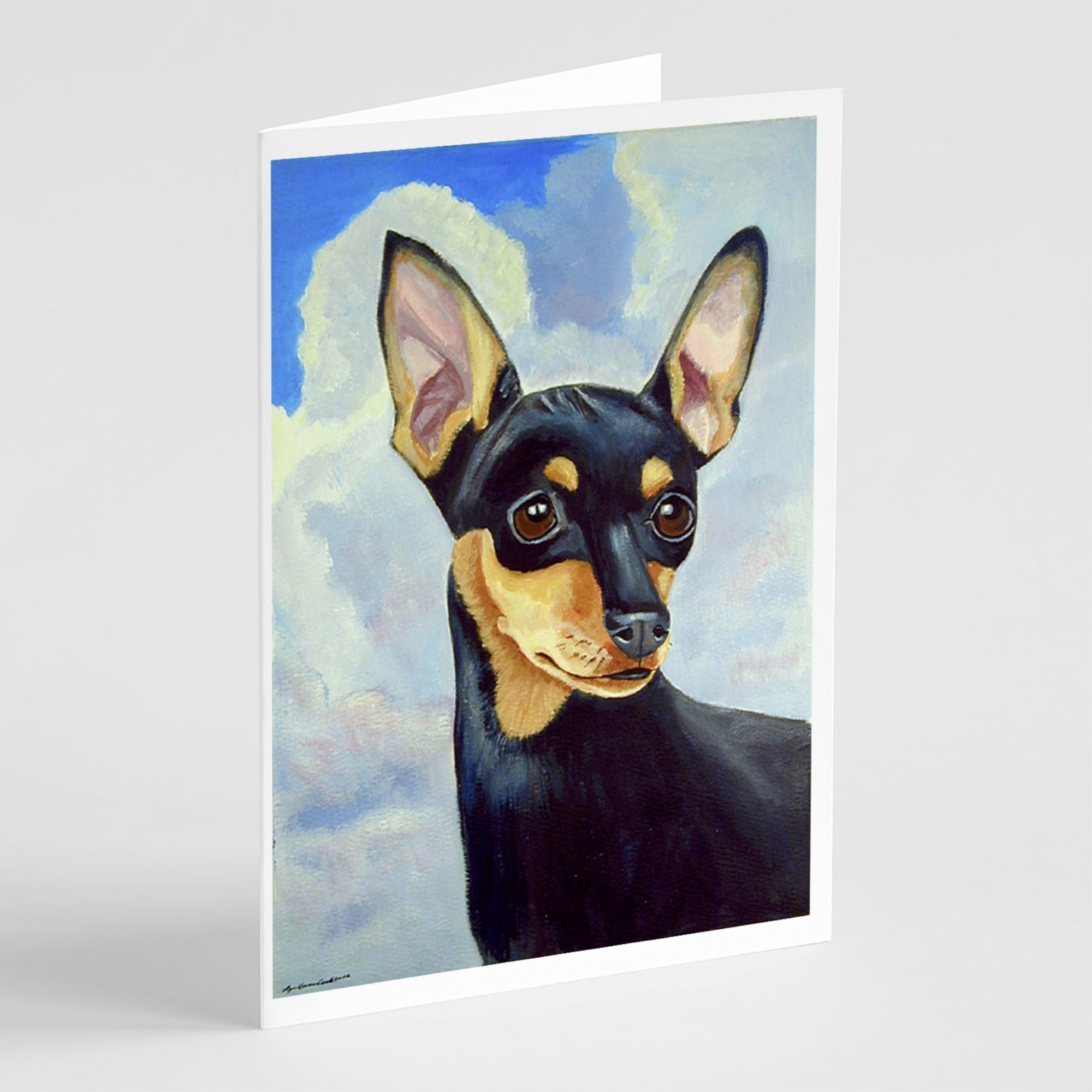 Min Pin Black And Tan  Greeting Cards And Envelopes Pack Of 8