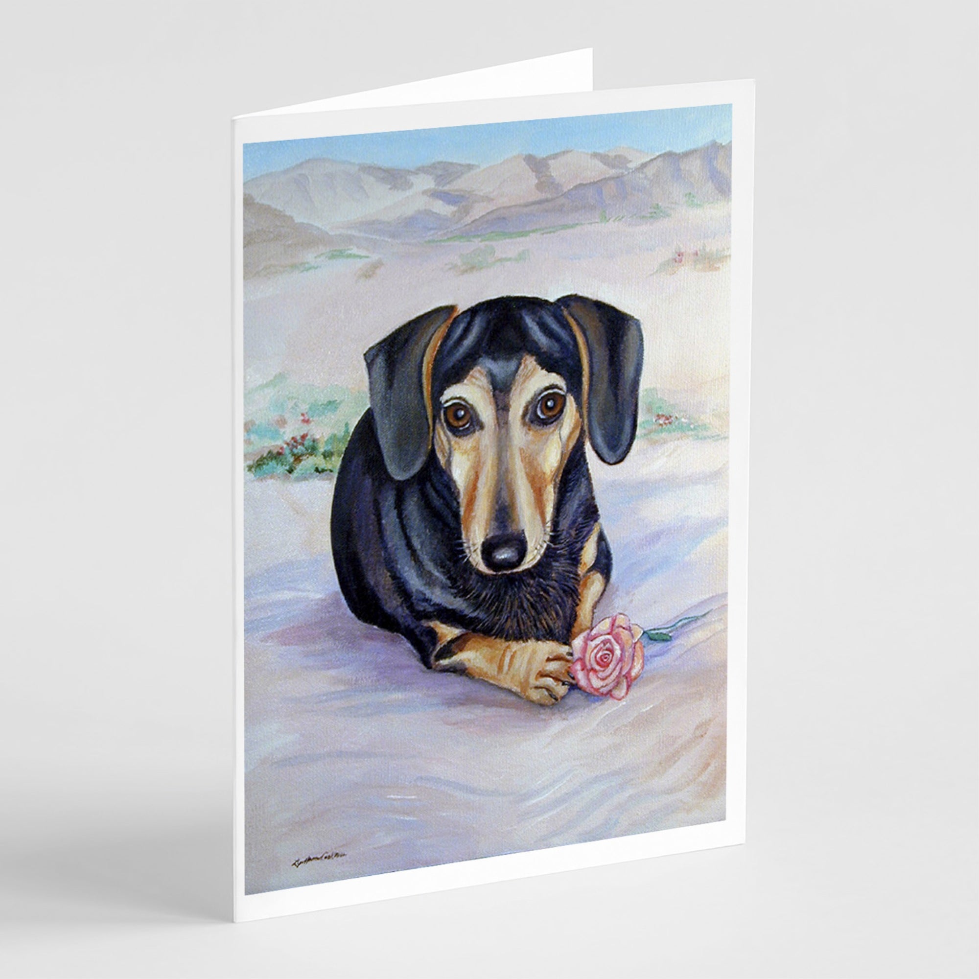 Black And Cream Dachshund  Greeting Cards And Envelopes Pack Of 8