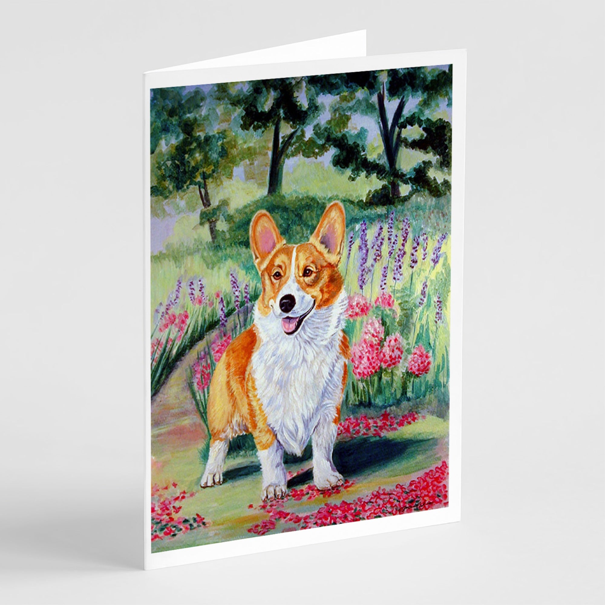 Pembroke Corgi Springtime  Greeting Cards And Envelopes Pack Of 8