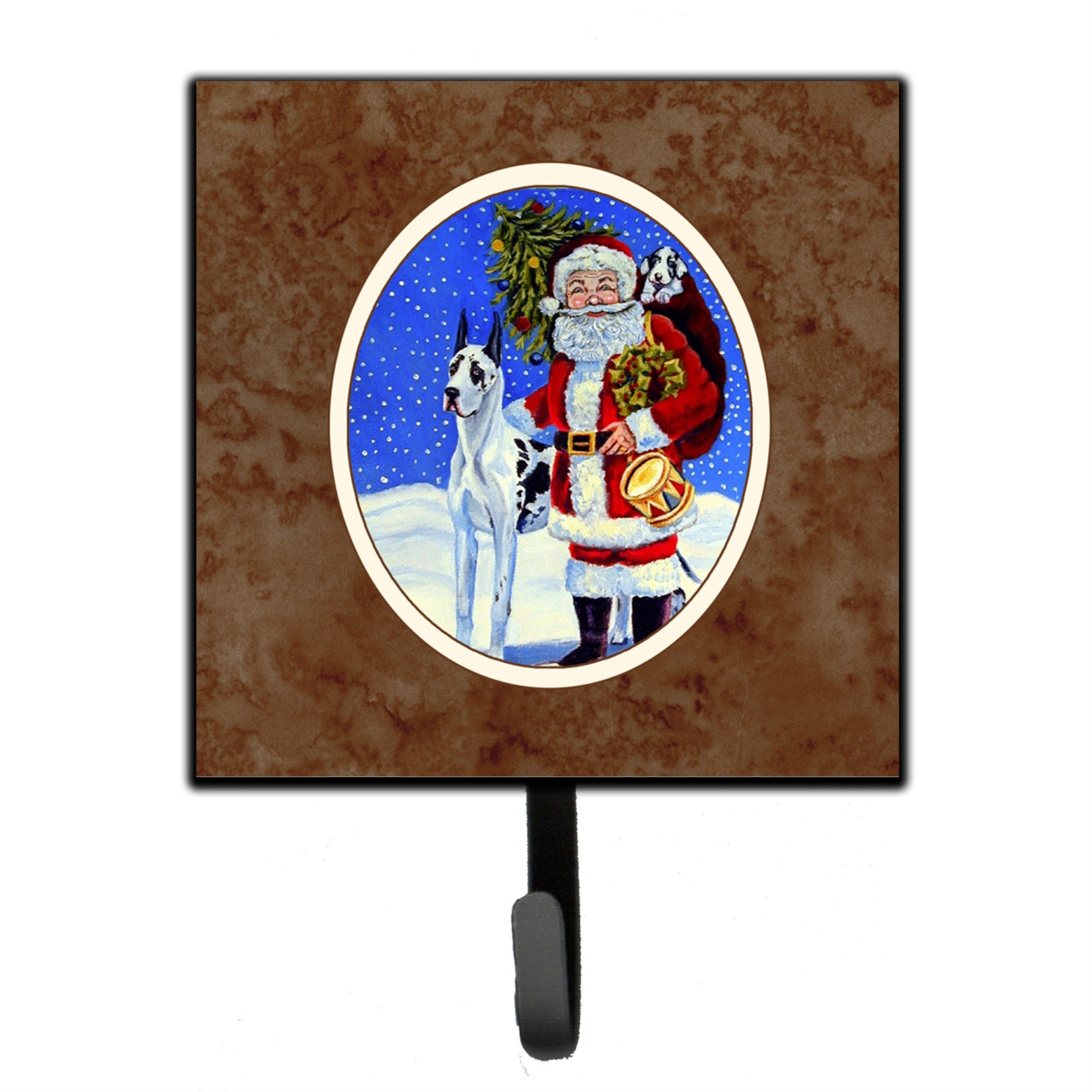 Caroline'S Treasures Harlequin Dane With Santa Claus Leash Or Key Holder 7083Sh4, Small, Multicolor