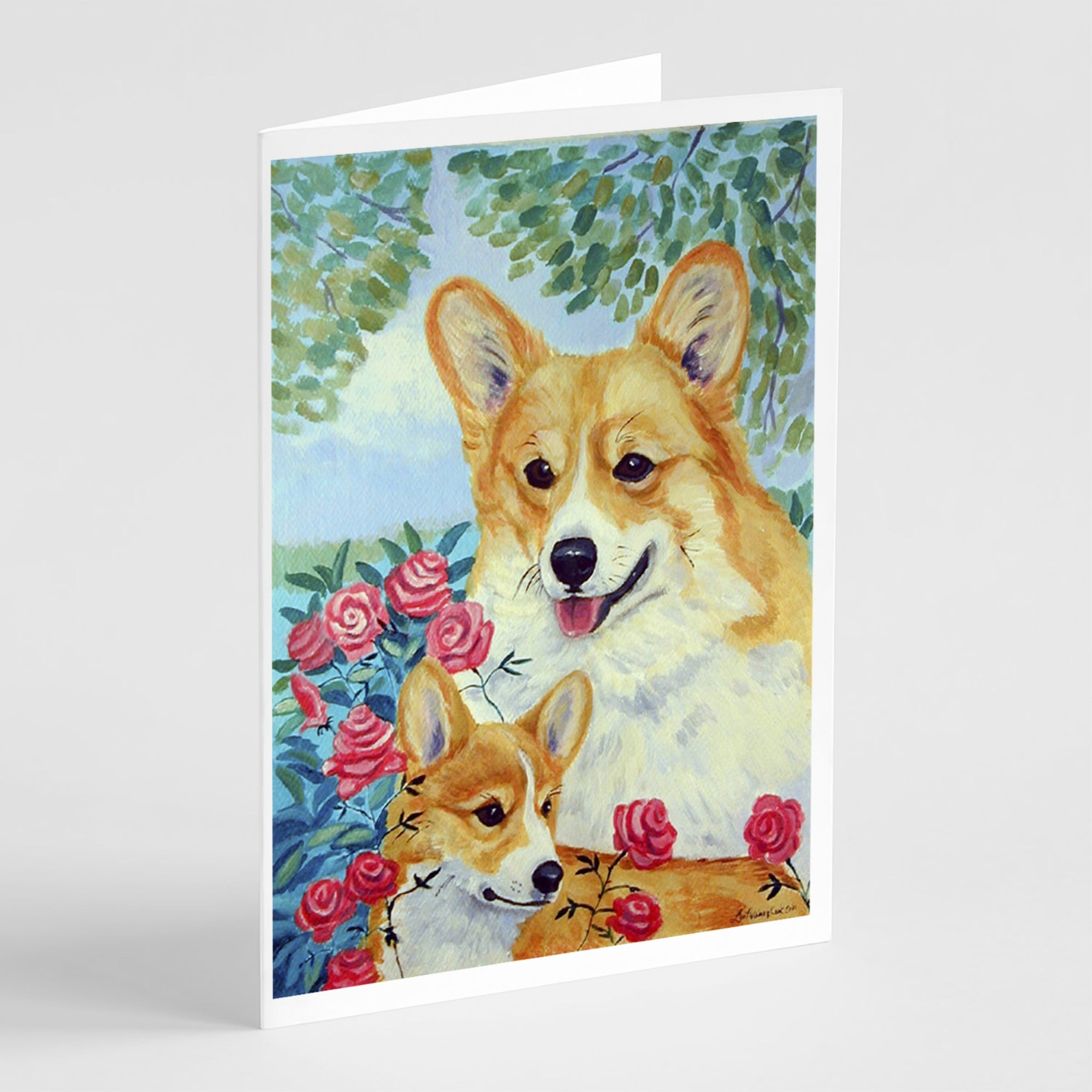 Corgi Momma Loves Roses  Greeting Cards And Envelopes Pack Of 8