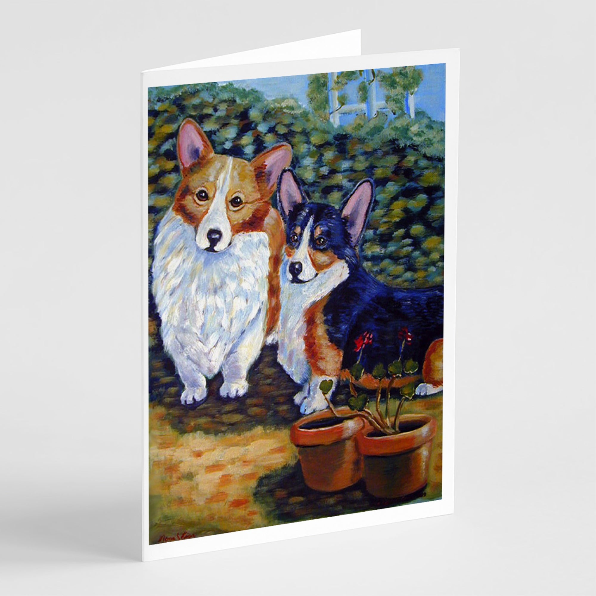 Cardigan And Pembroke Corgi  Greeting Cards And Envelopes Pack Of 8