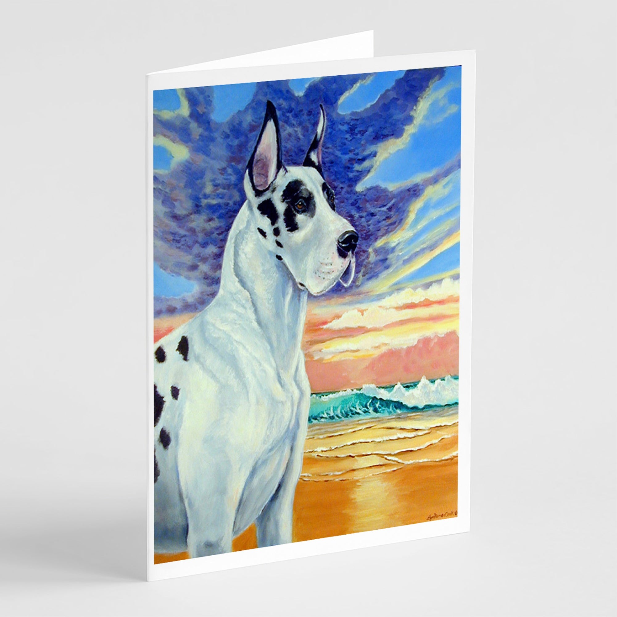 Harelquin Great Dane  Greeting Cards And Envelopes Pack Of 8