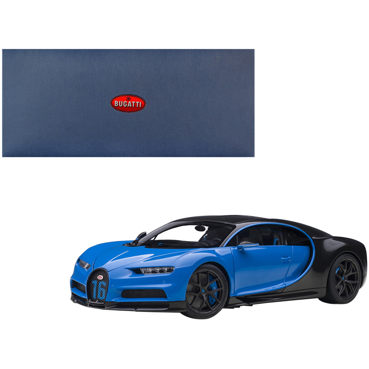 2019 Bugatti Chiron Sport French Racing Blue And Carbon 1/18 Model Car By Autoart