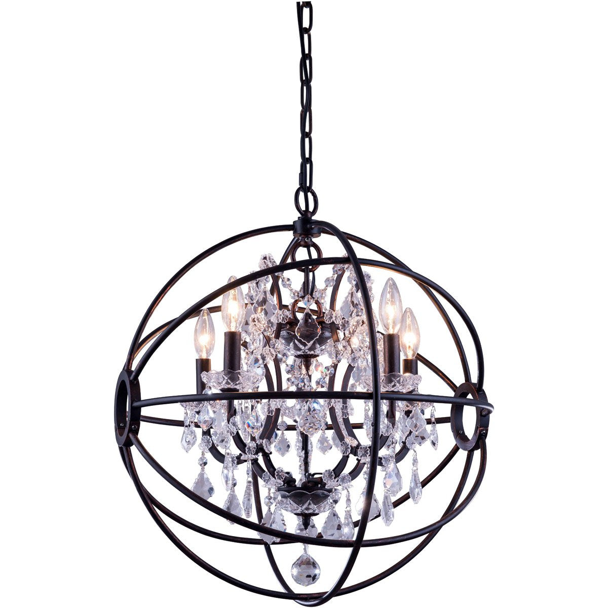 Geneva 5 light Dark Bronze Pendant Clear Royal Cut crystal