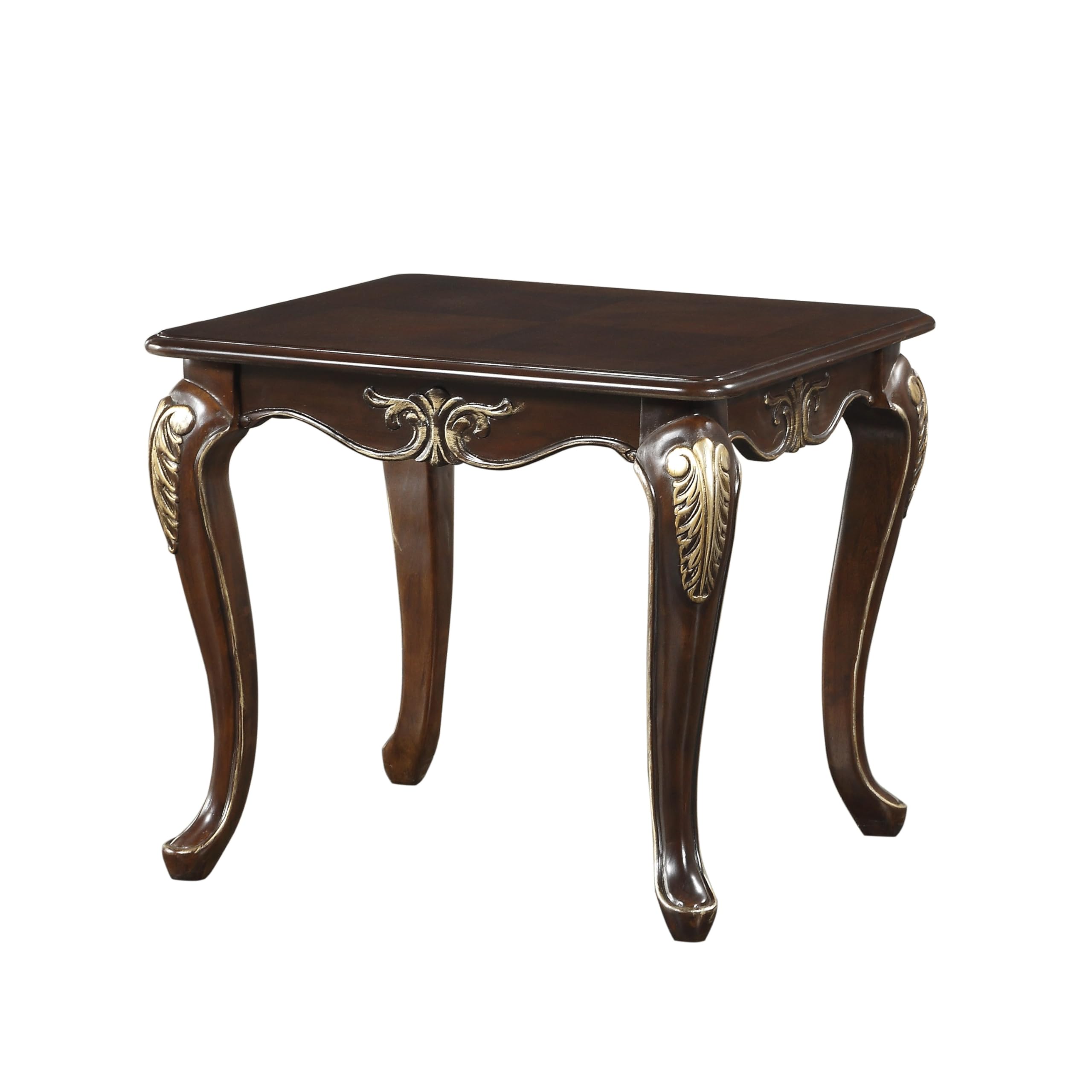 Croy 28 Inch Side End Table, Classic Cabriole Legs, Dark Cherry Brown