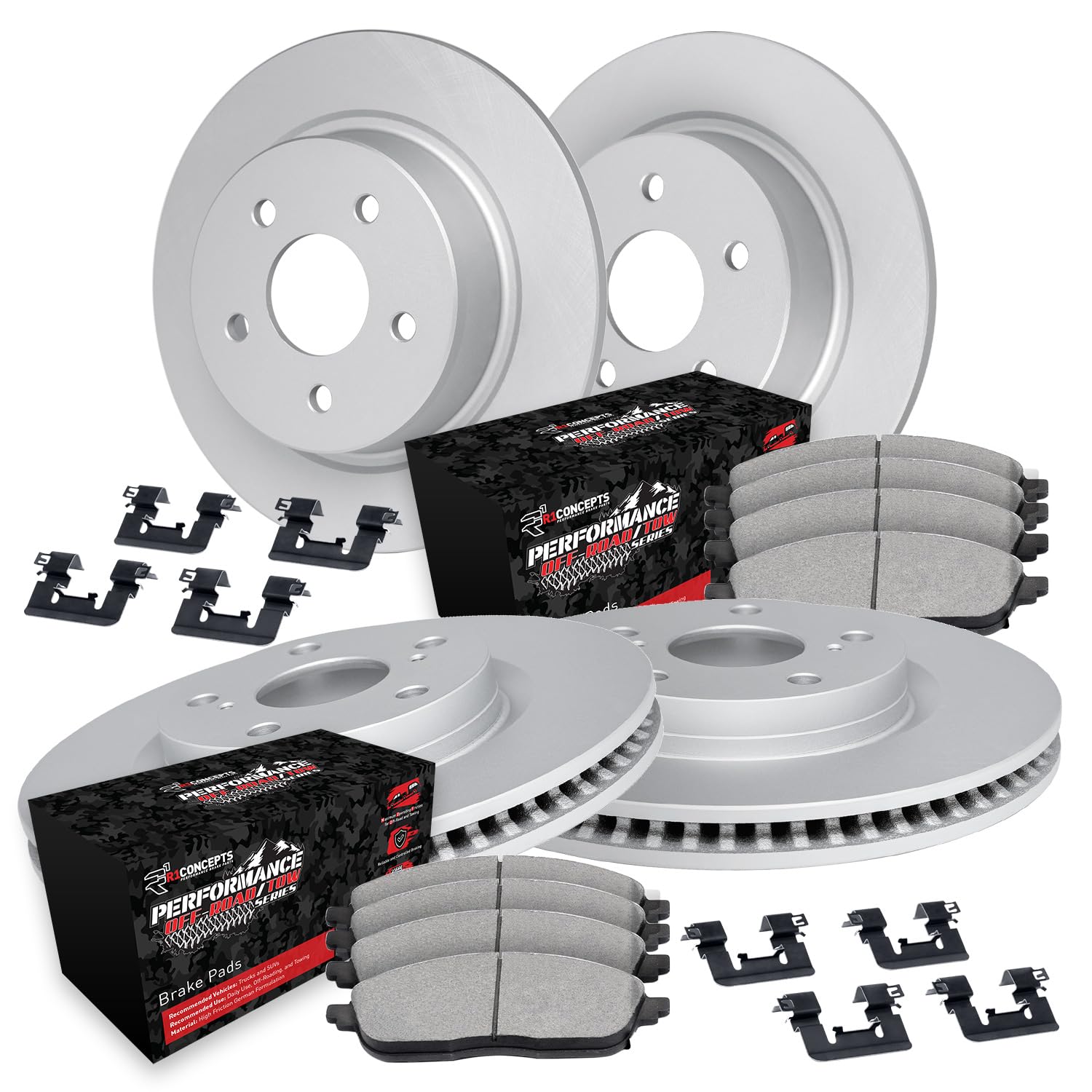 R1 Concepts Carbon Coated Disc Brake Rotor Set with Off-Road/Tow Brake Pads and Hardware WDVH2-54018