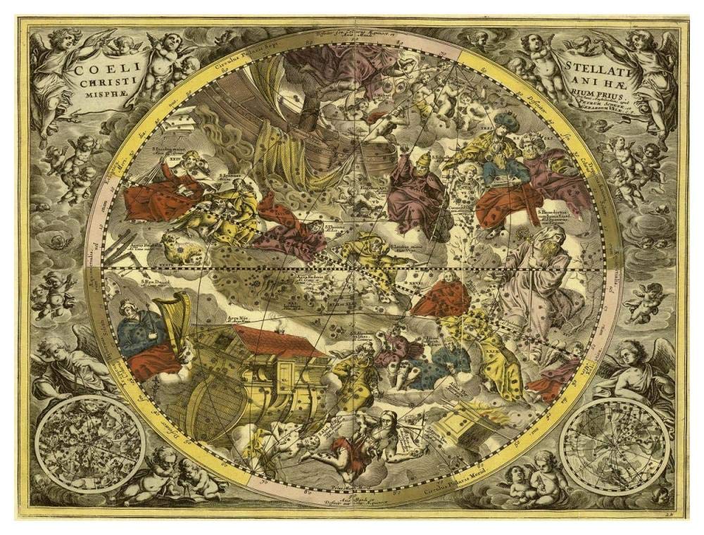 Maps of the Heavens: Coelistellati Christianina-Paper Art-50x38”