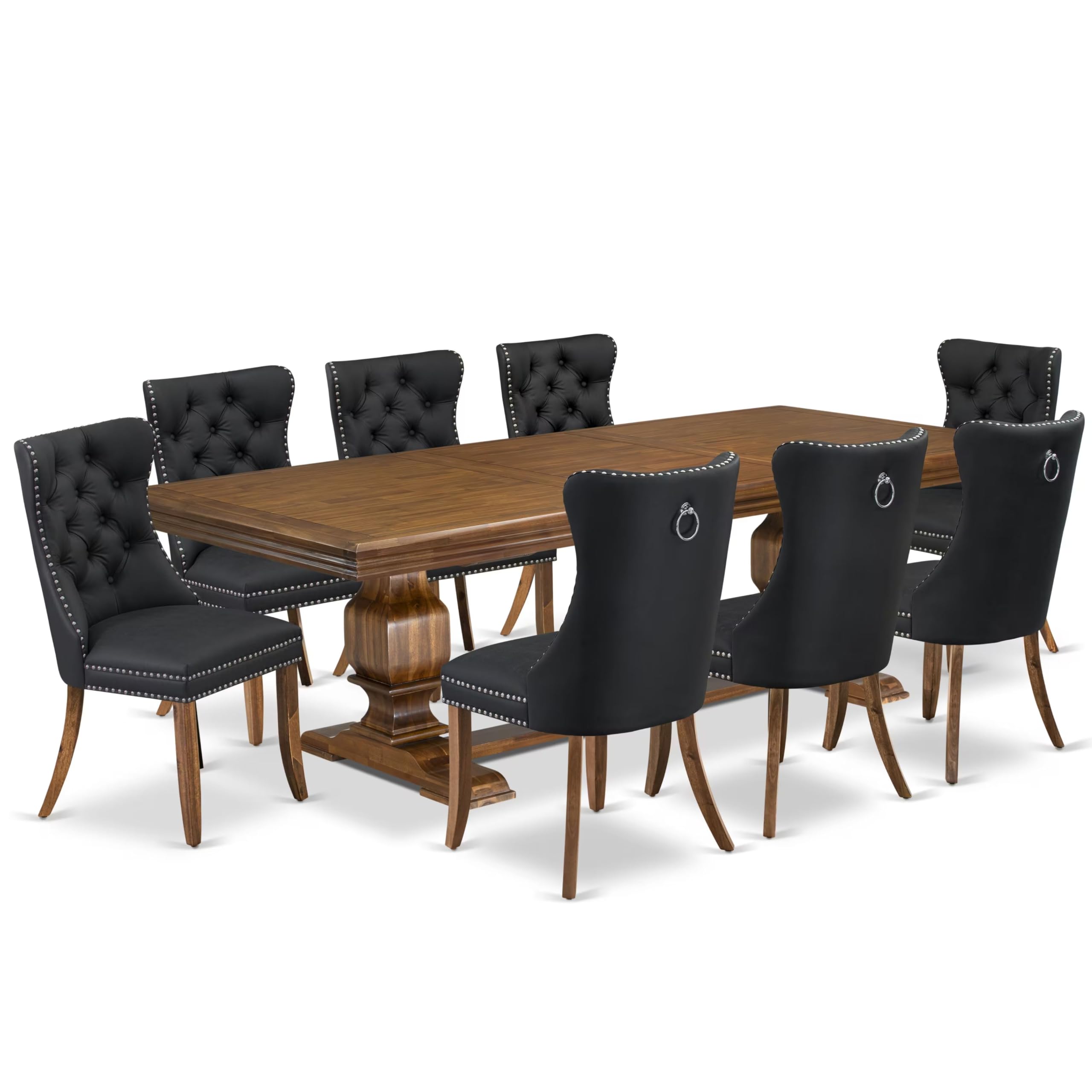 9 piece Dining Table Set a Modern Dining Table and 8 Dark Grey Kitchen Chairs