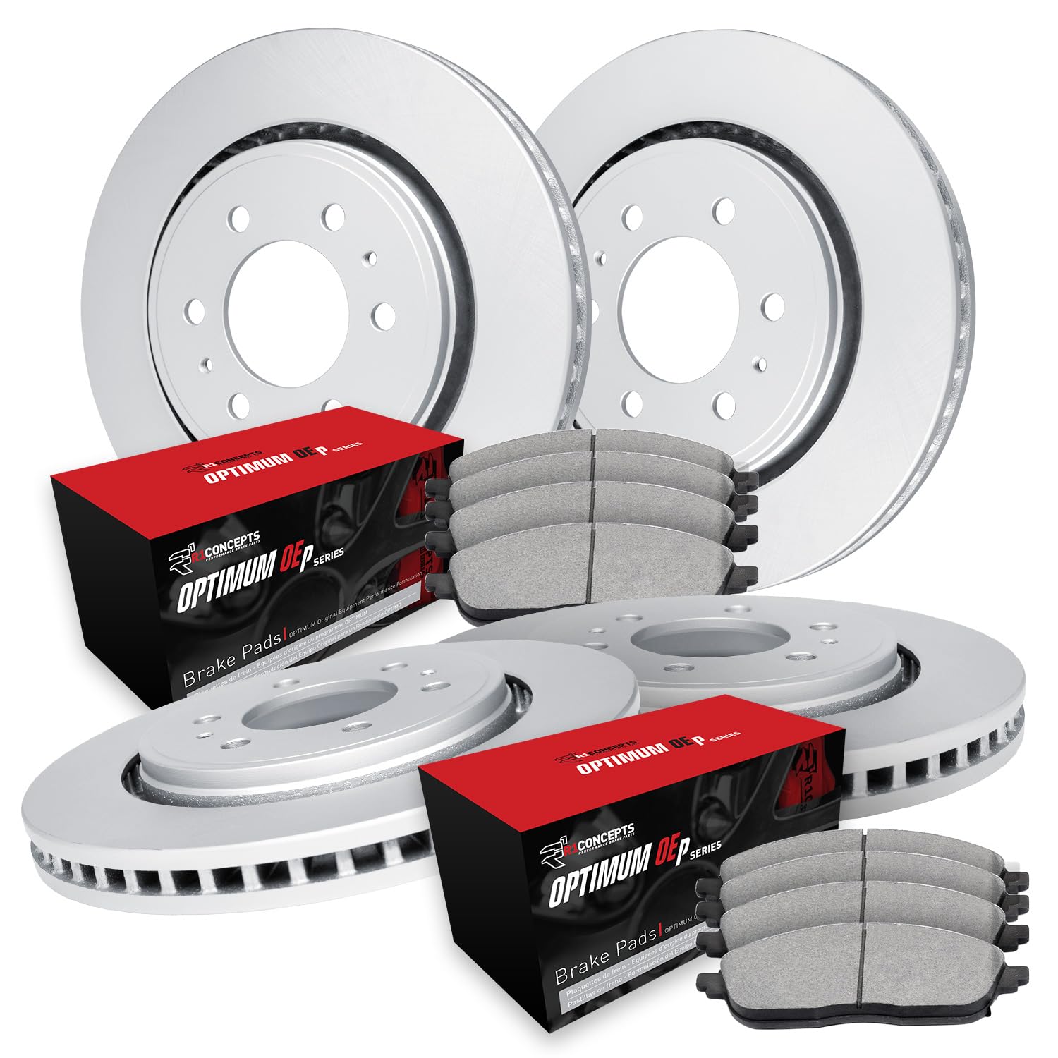R1 Concepts Carbon Coated Disc Brake Rotor Set with Optimum Oe Pads WDUN2-48040