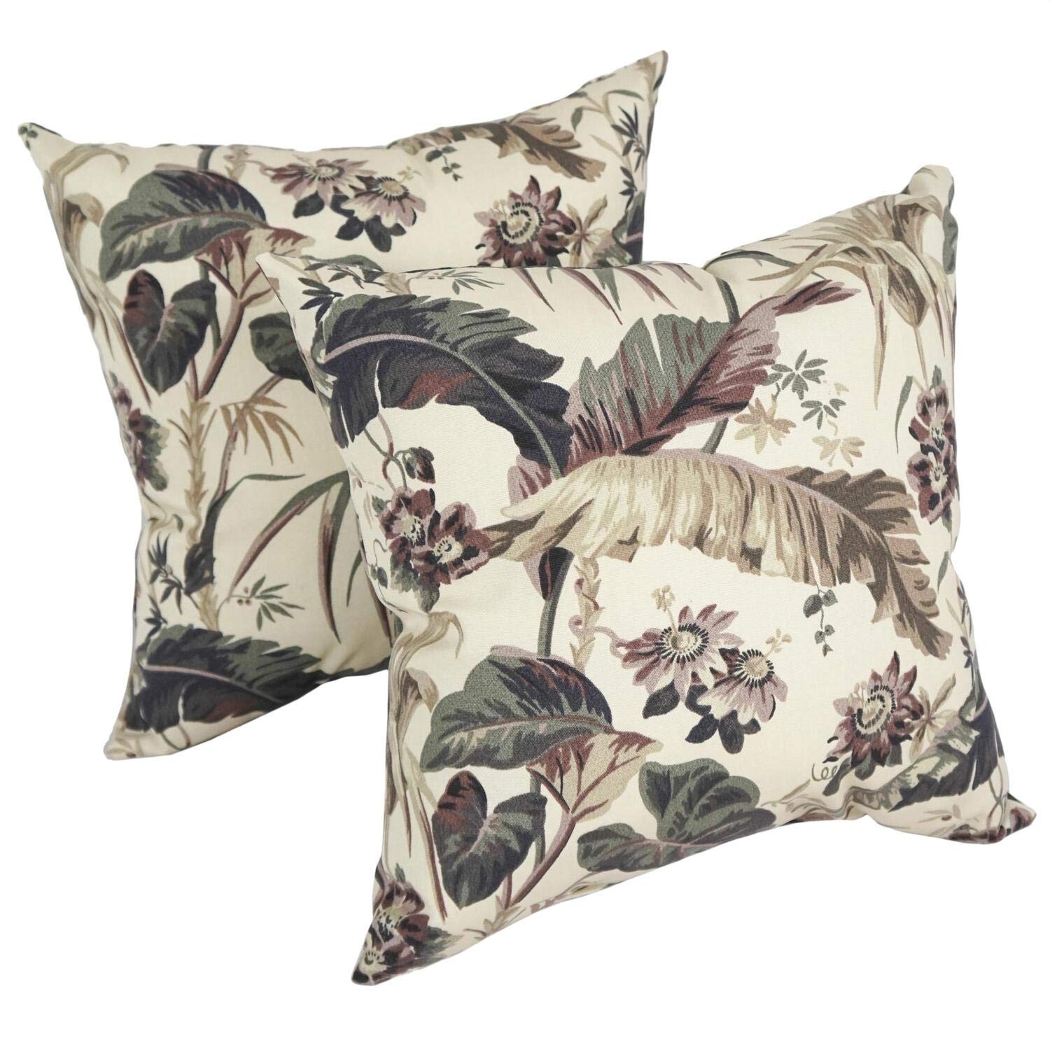 Blaziing Needles 17-inch Outdoor Spun Polyester Throw Pillows (Set of 2) - Tropical Crme