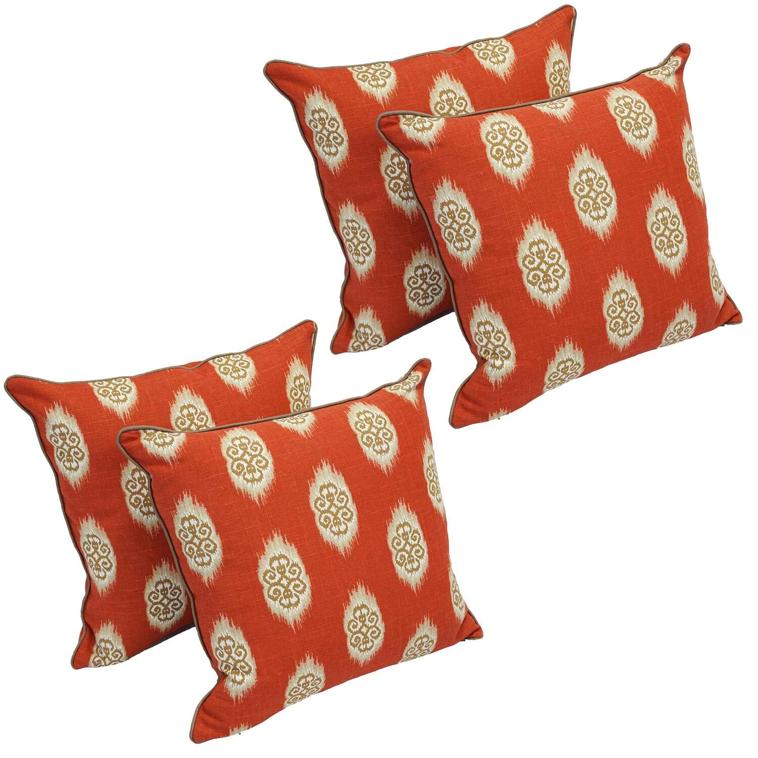 Blazing Needles 18-inch Corded Throw Pillows with Inserts (Set of 4) - Red Exotic Imprints