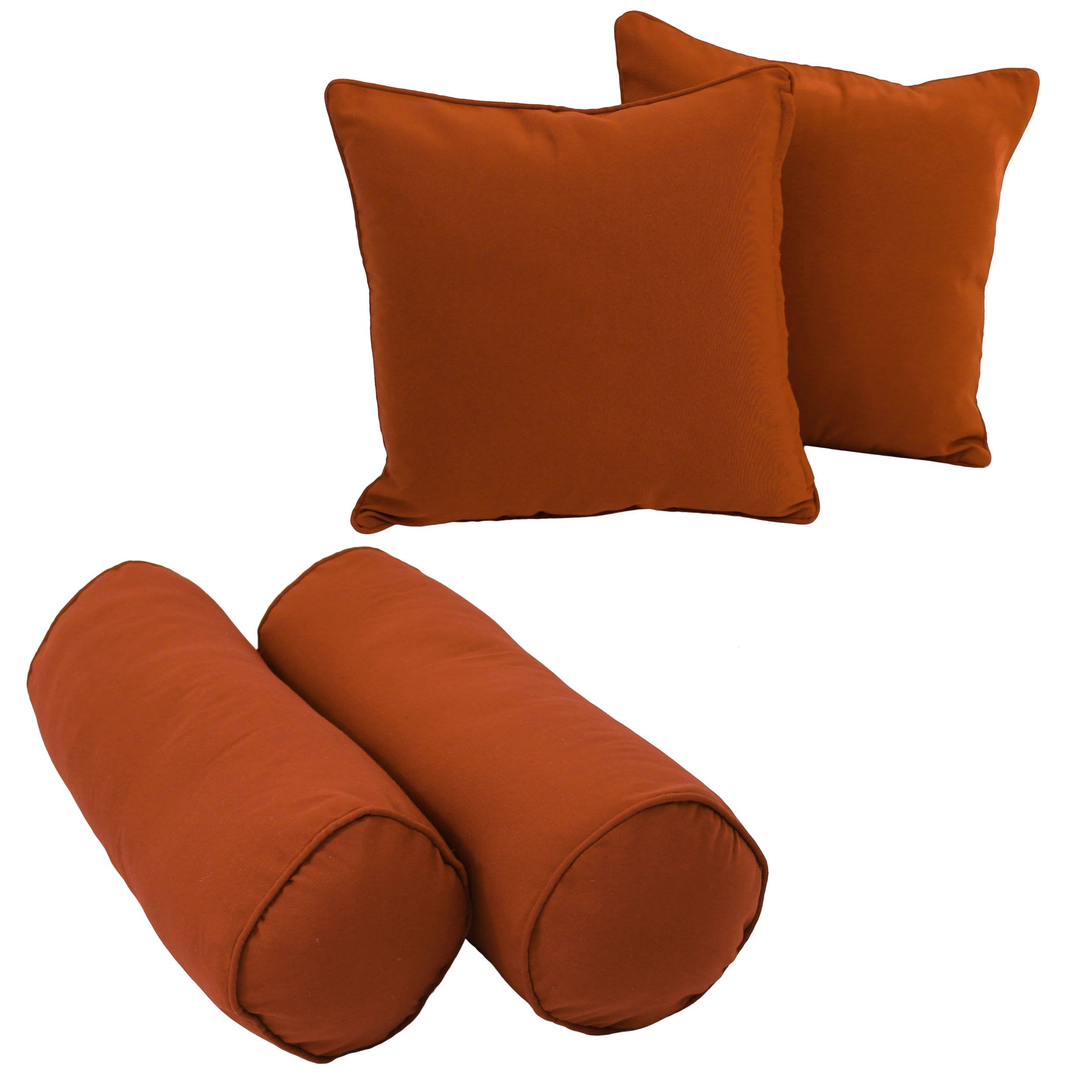Double-corded Solid Twill Throw Pillows with Inserts (Set of 4) - Spice
