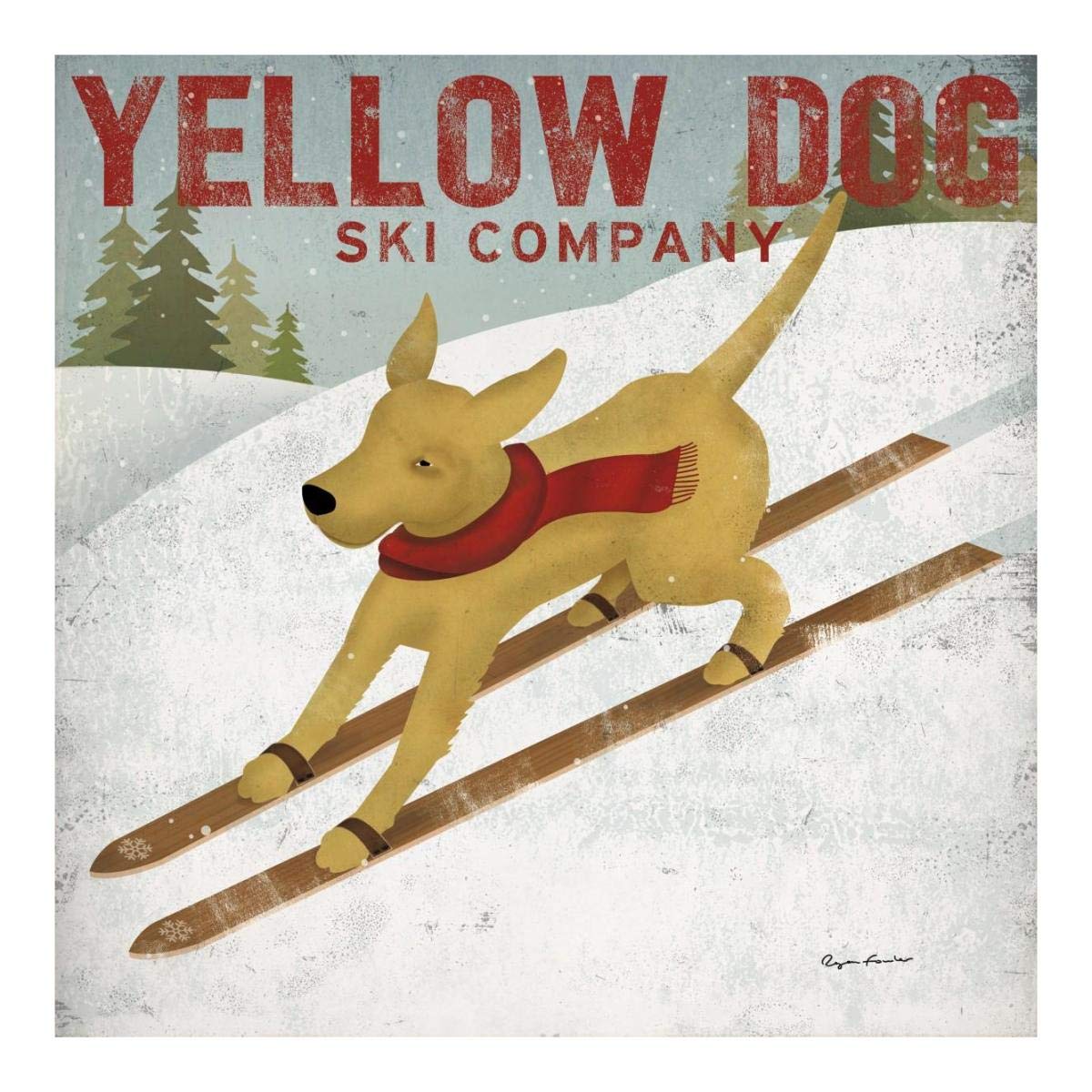 Yellow Dog Ski Co -Paper Art-20x20”