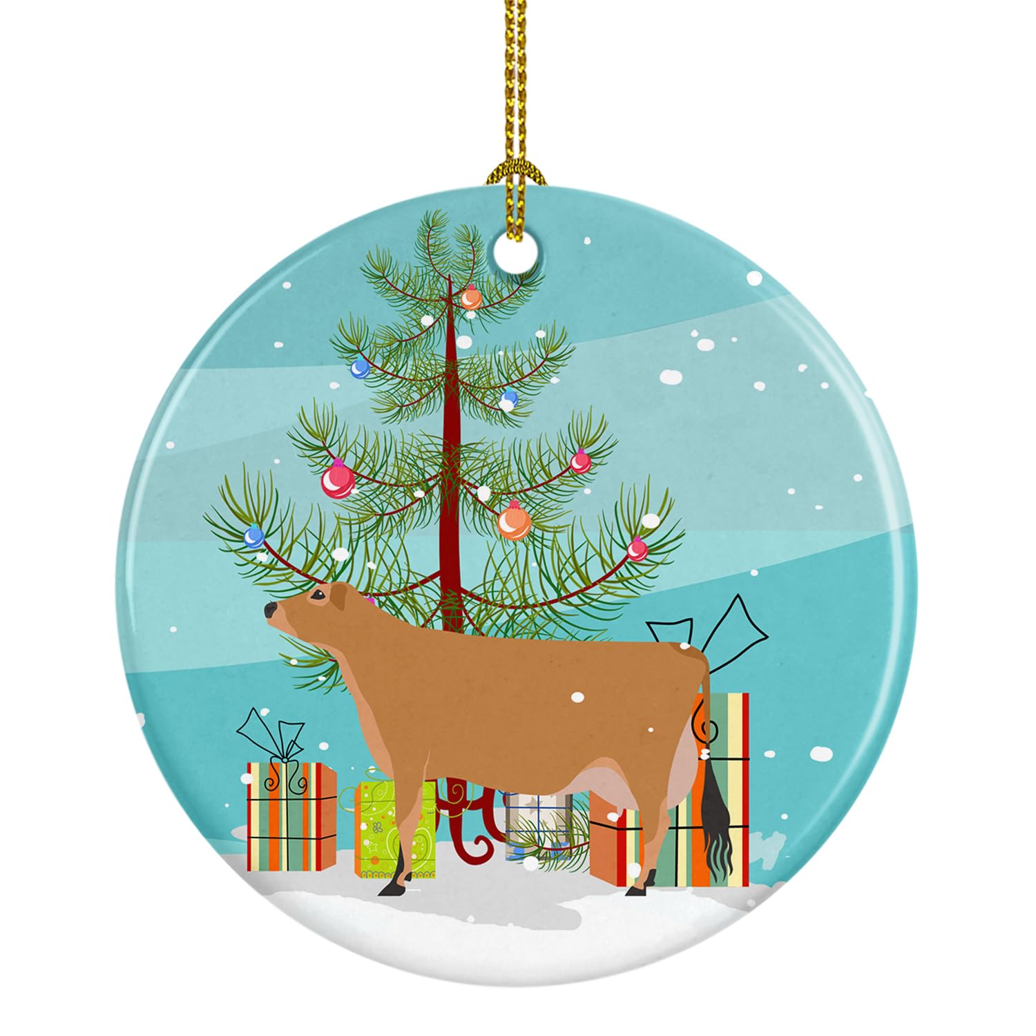 Carolines Treasures Jersey Cow Christmas Ceramic Ornament