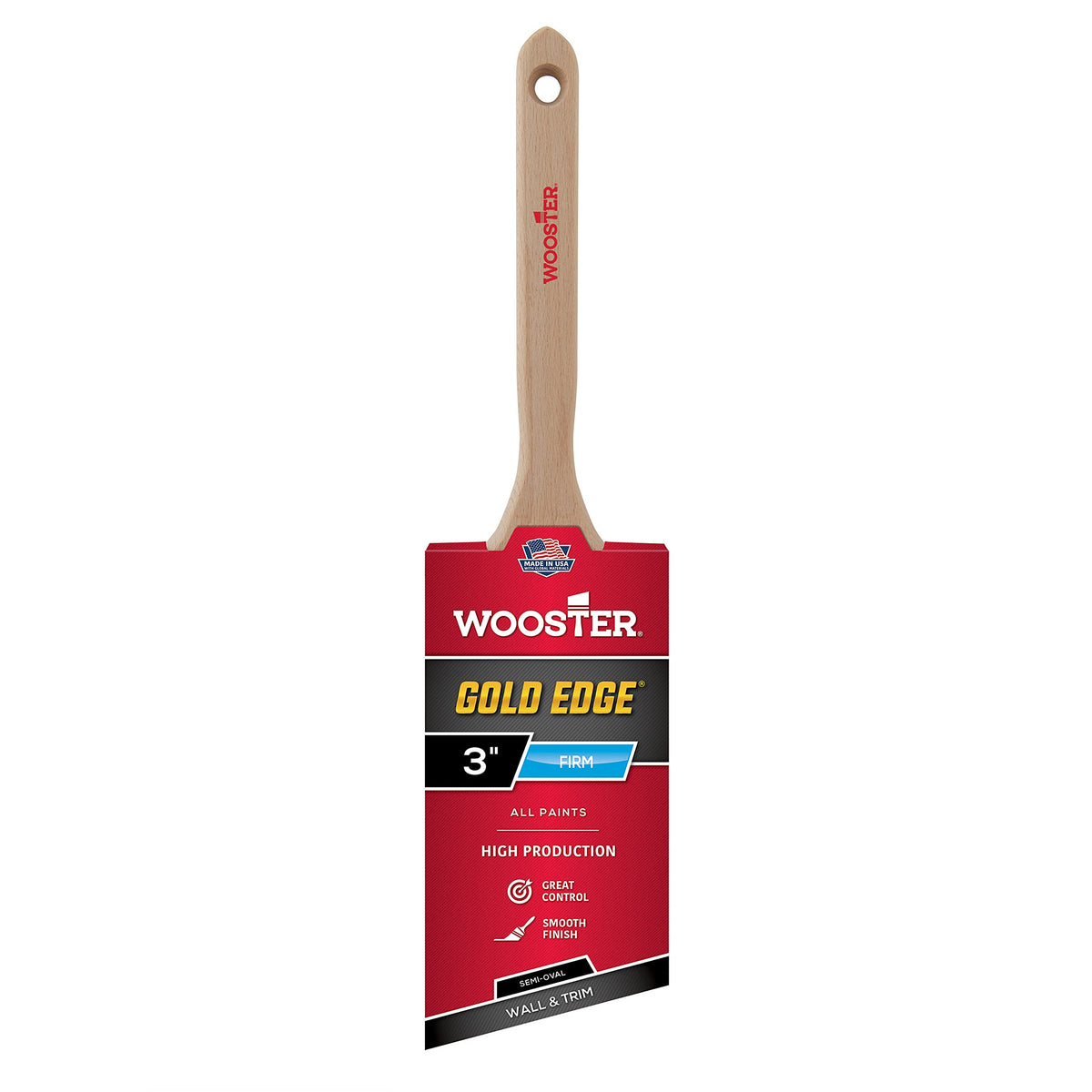 Wooster 5236-3 Series 5236 3 Edge Semioval Angle Brush, 3 Inch, Gold,White