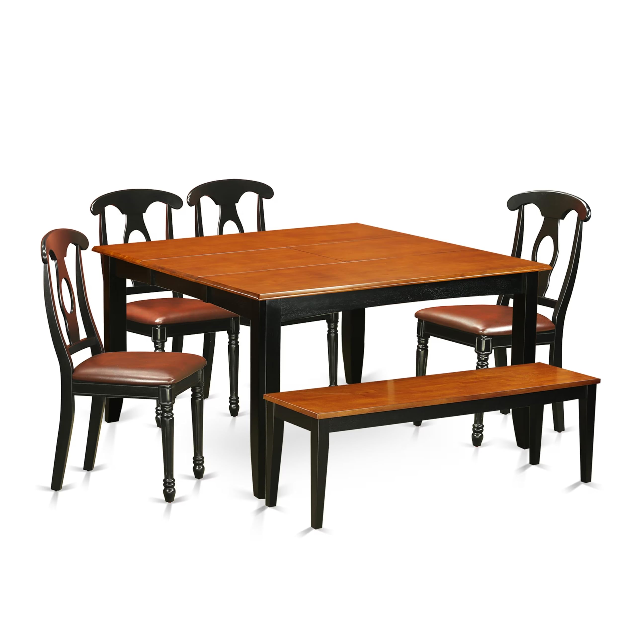 6  PC  Dining  room  set  with  bench-Dining  Table  and  4  Wood  Dining  Chairs  plus  a  bench