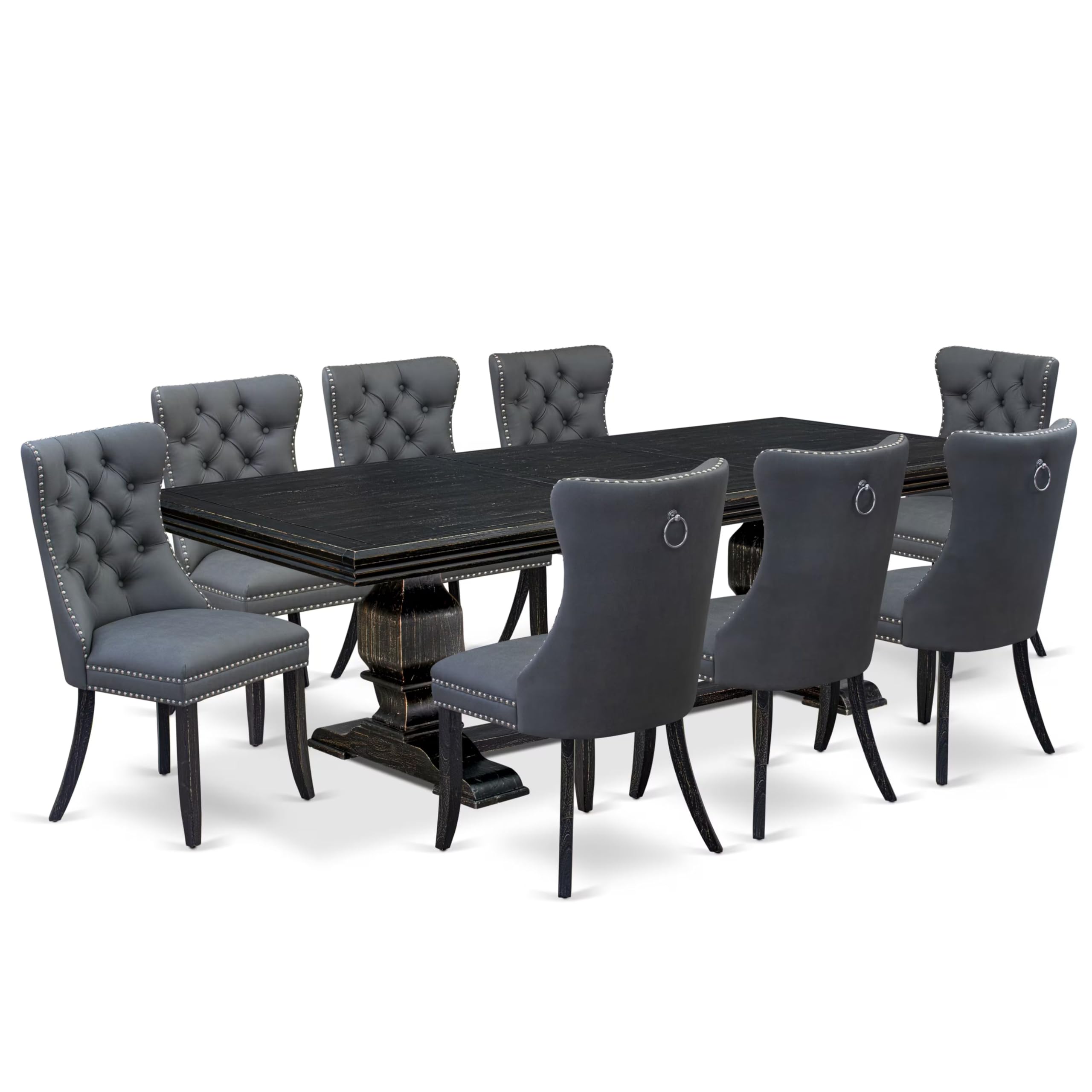 9 Pieces Dining Table Set a Rectangle Table and 8 Dining Chairs