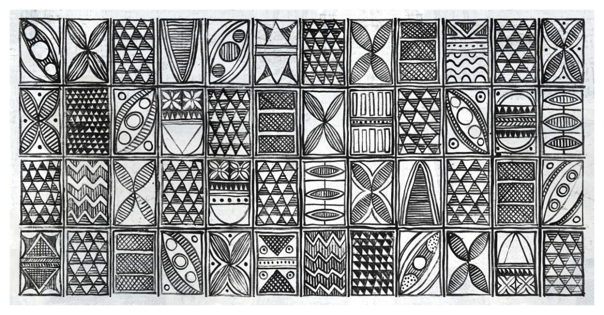Patterns of the Amazon I BW -Paper Art-62x32”