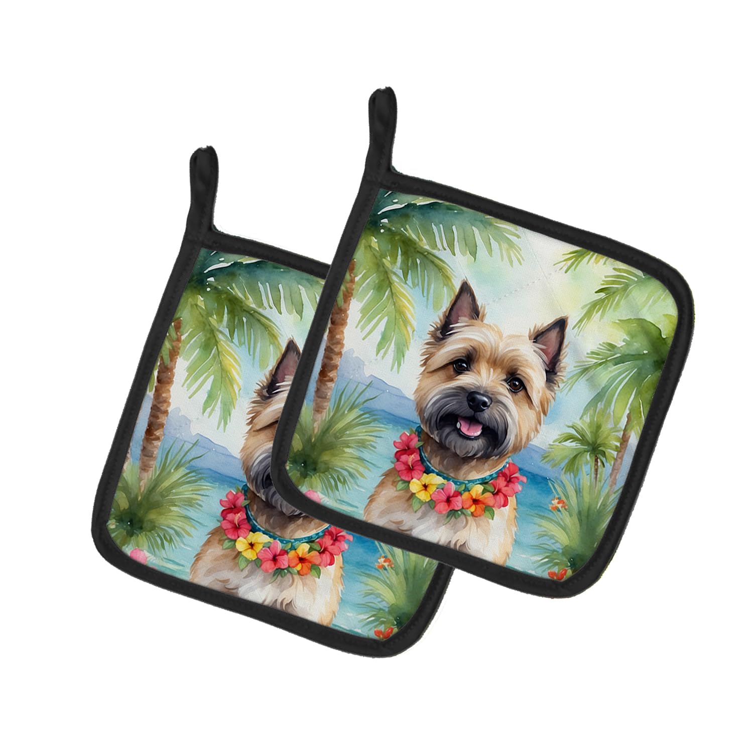 Cairn Terrier Luau Pair of Pot Holders