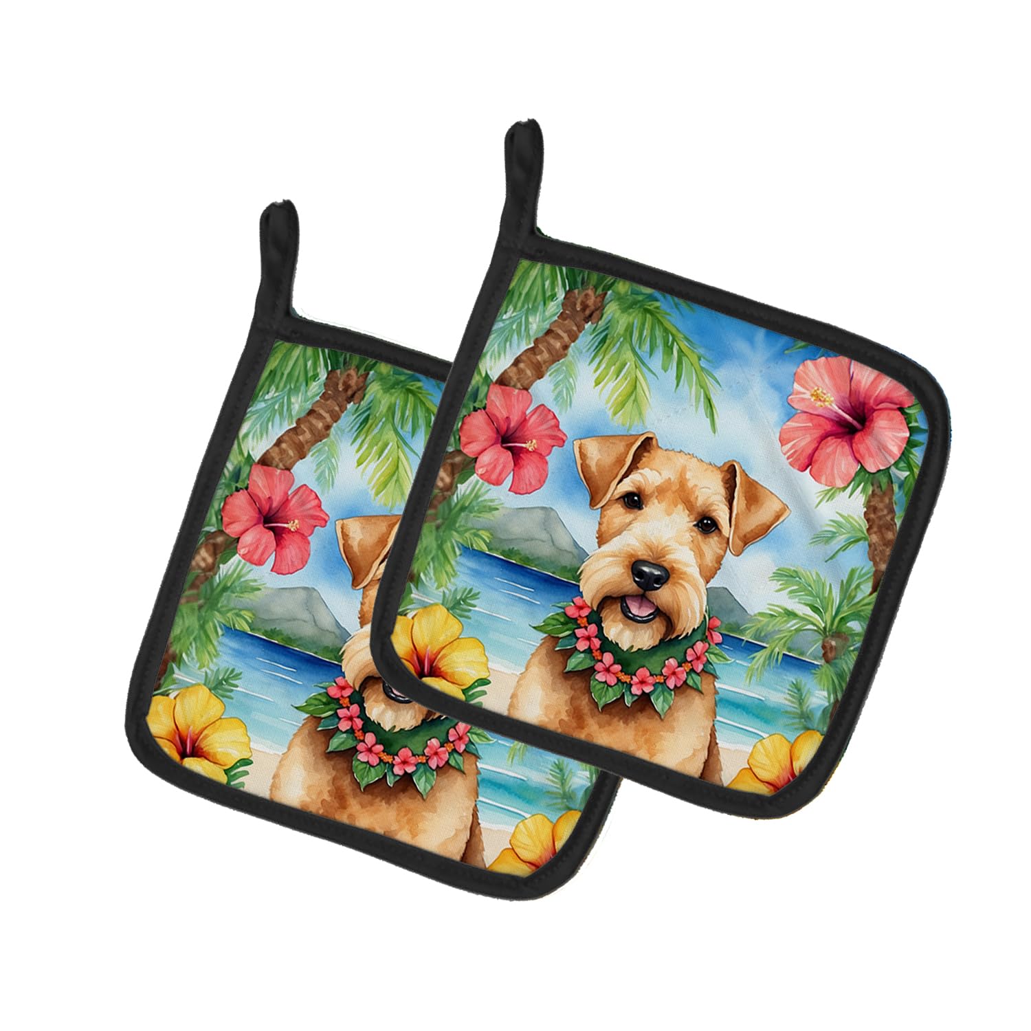 Lakeland Terrier Luau Pair of Pot Holders