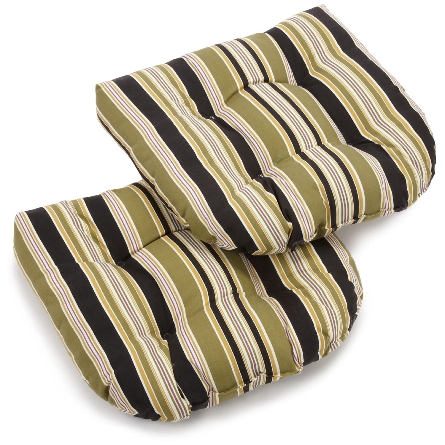 19-inch U-Shaped Outdoor Spun Polyester Tufted Dining Chair Cushion (Set of 2) - Eastbay Onyx