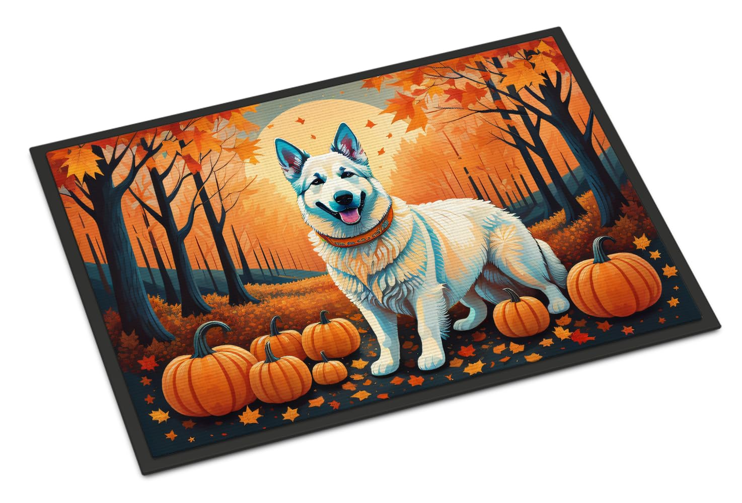 Carolines Treasures DAC1047JMAT White German Shepherd Fall Indoor or Outdoor Mat 24x36 Front Door Mat Indoor Outdoor Rugs for Entryway, Non Slip Washable Low Pile, 24H X 36W