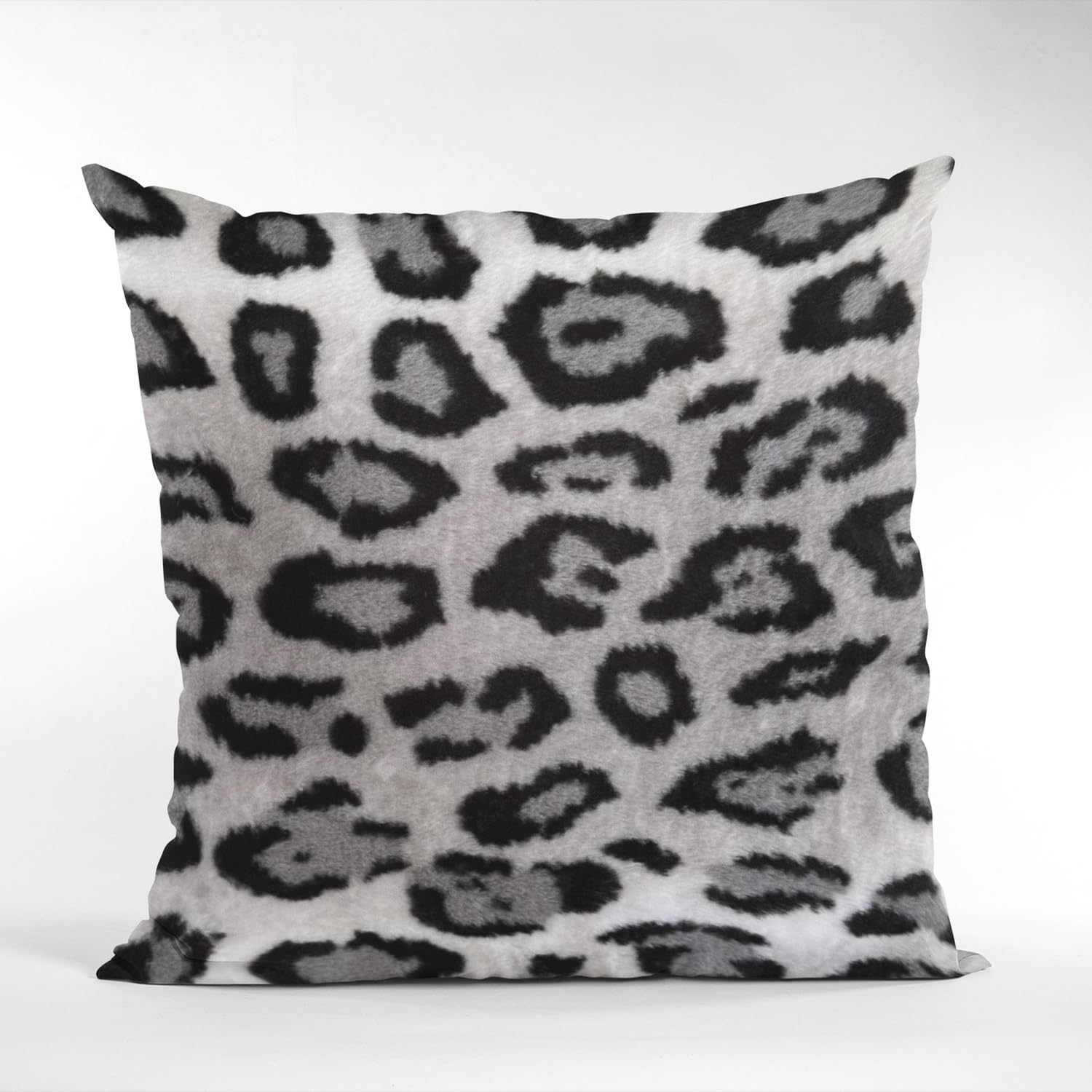 Plutus Gray Silver Jaguar Animal Faux Fur Luxury Throw Pillow - Double sided  16 x 16”