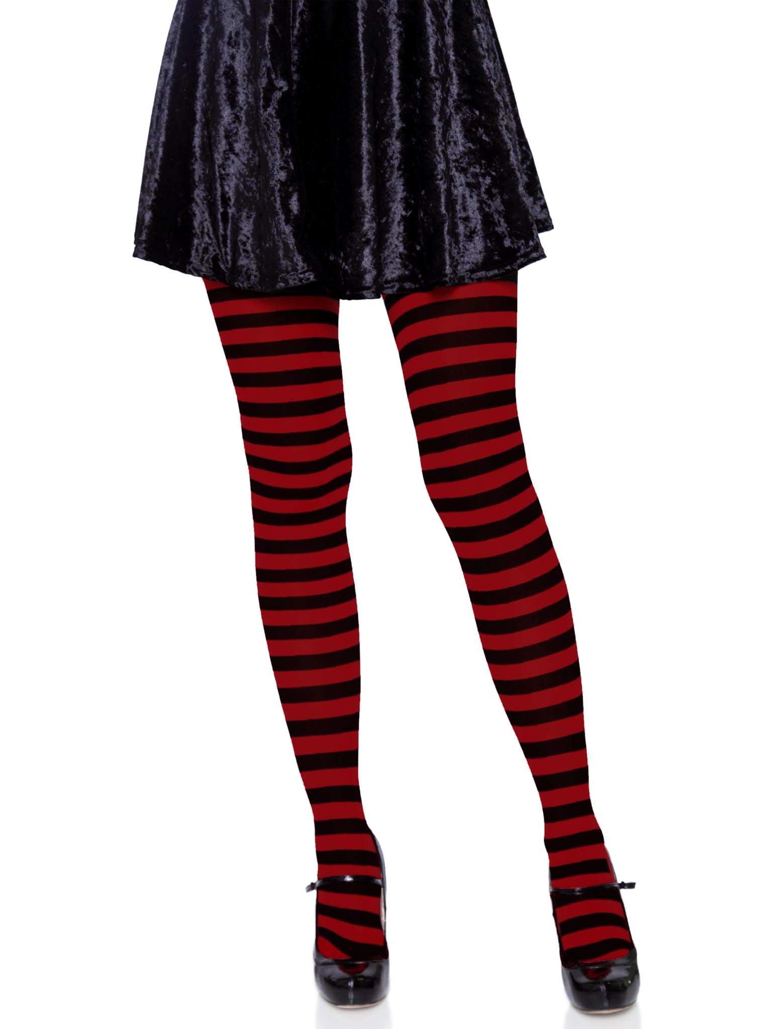 Nylon Stripe Tights O/S BLACK/