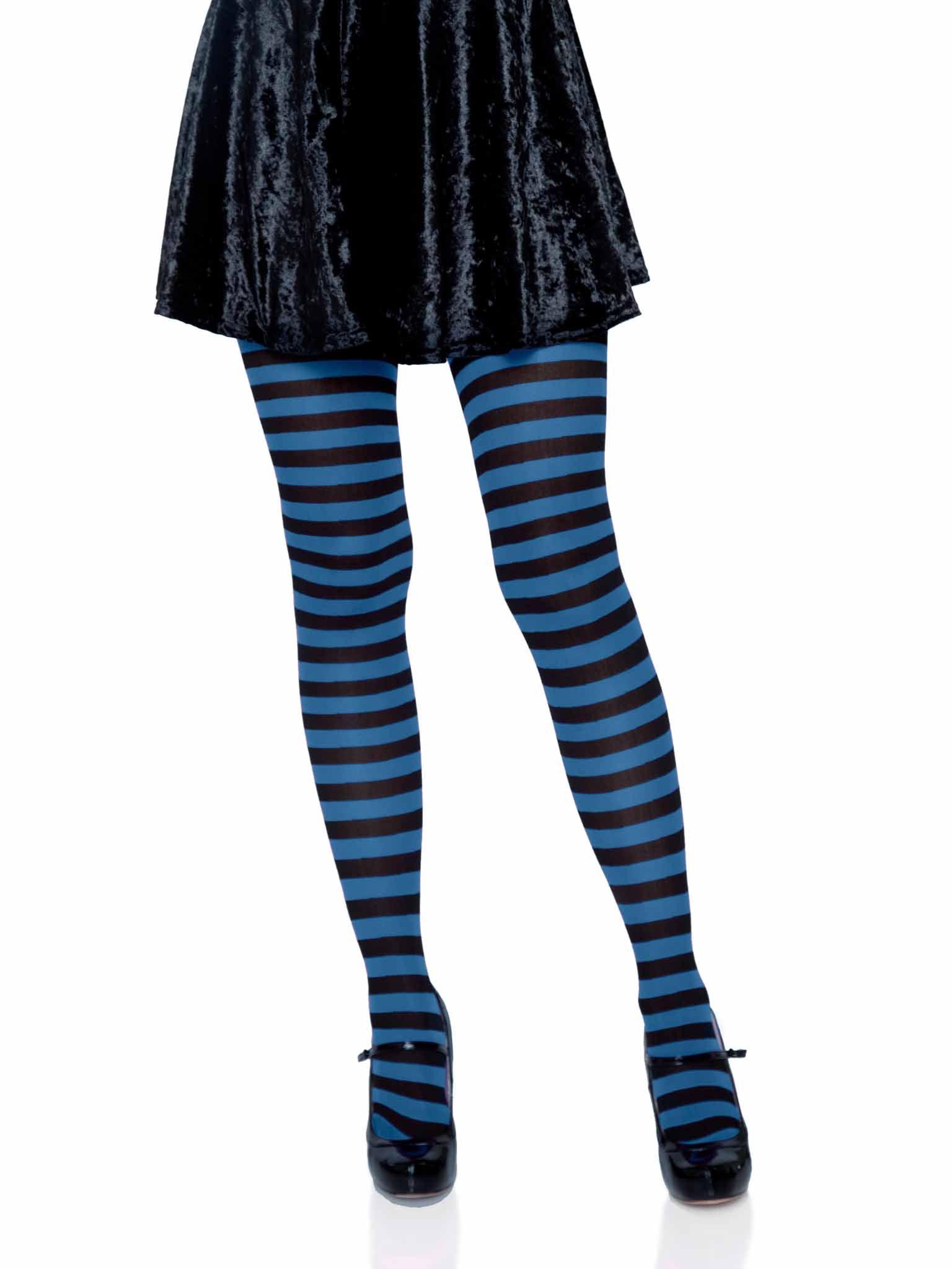 Nylon Stripe Tights O/S BLACK/
