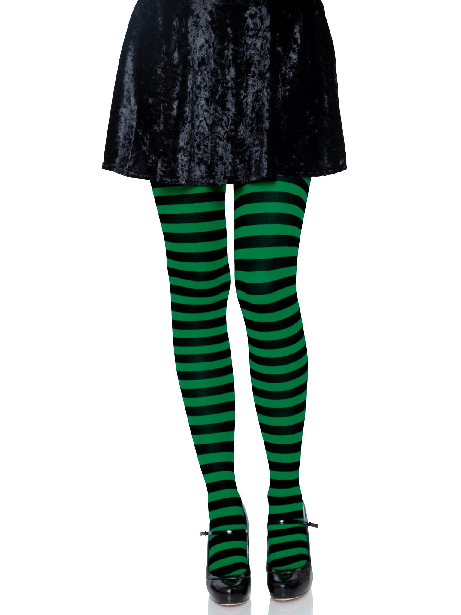 Nylon Stripe Tights O/S BLACK/
