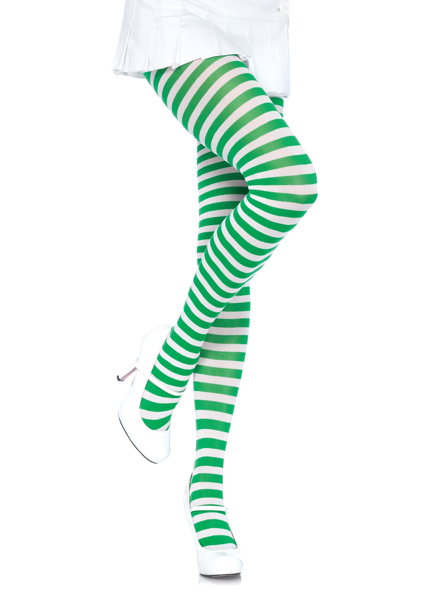 Nylon Stripe Tights O/S WHITE/