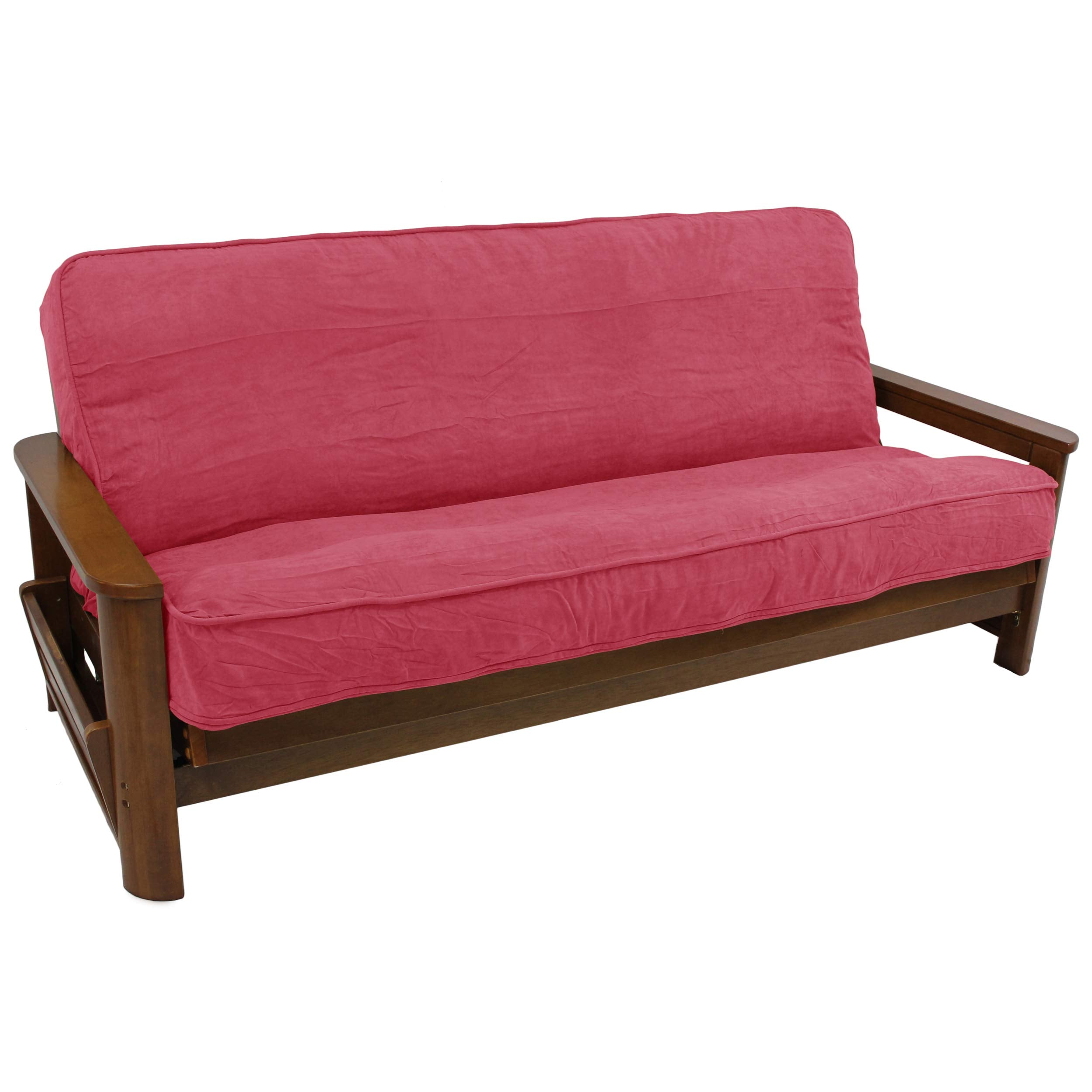 Solid Microsuede Double Corded 8 to 9-inch Full Futon Cover - Bery Berry