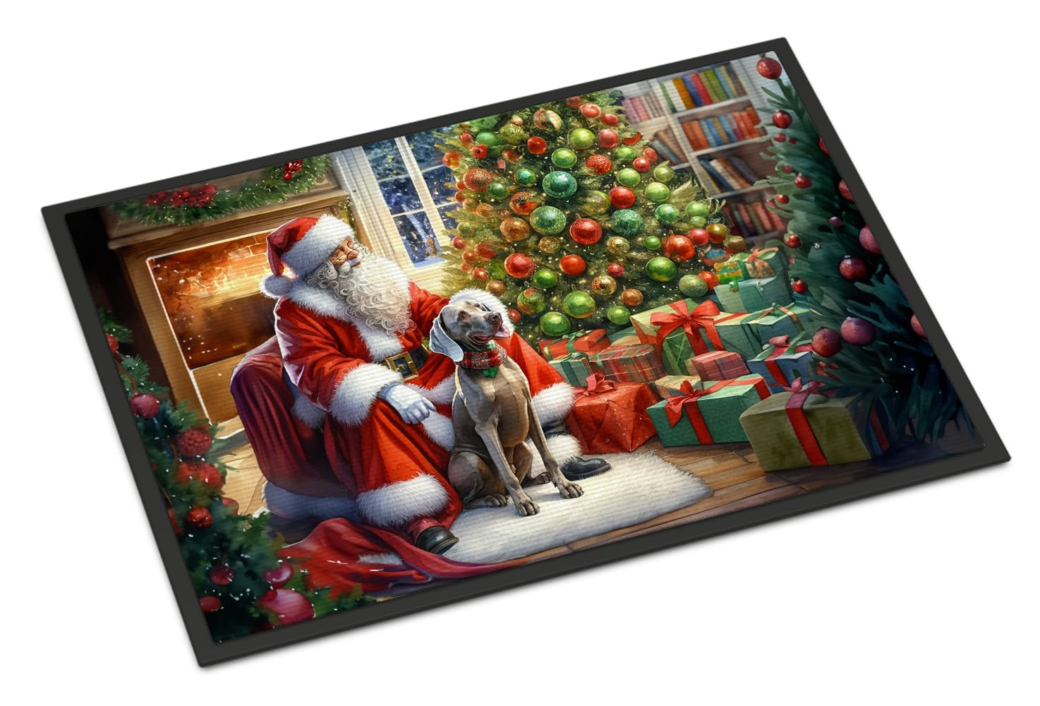 Carolines Treasures DAC4165MAT Weimaraner and Santa Claus Doormat Front Door Mat Indoor Outdoor Rugs for Entryway, Non Slip Washable Low Pile, 18H X 27W